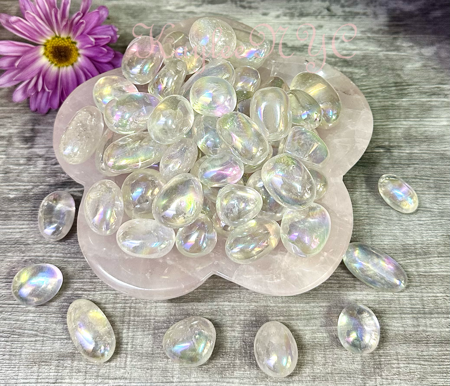 1 lb Angel Aura Quartz Mini Tumble Crystal Healing