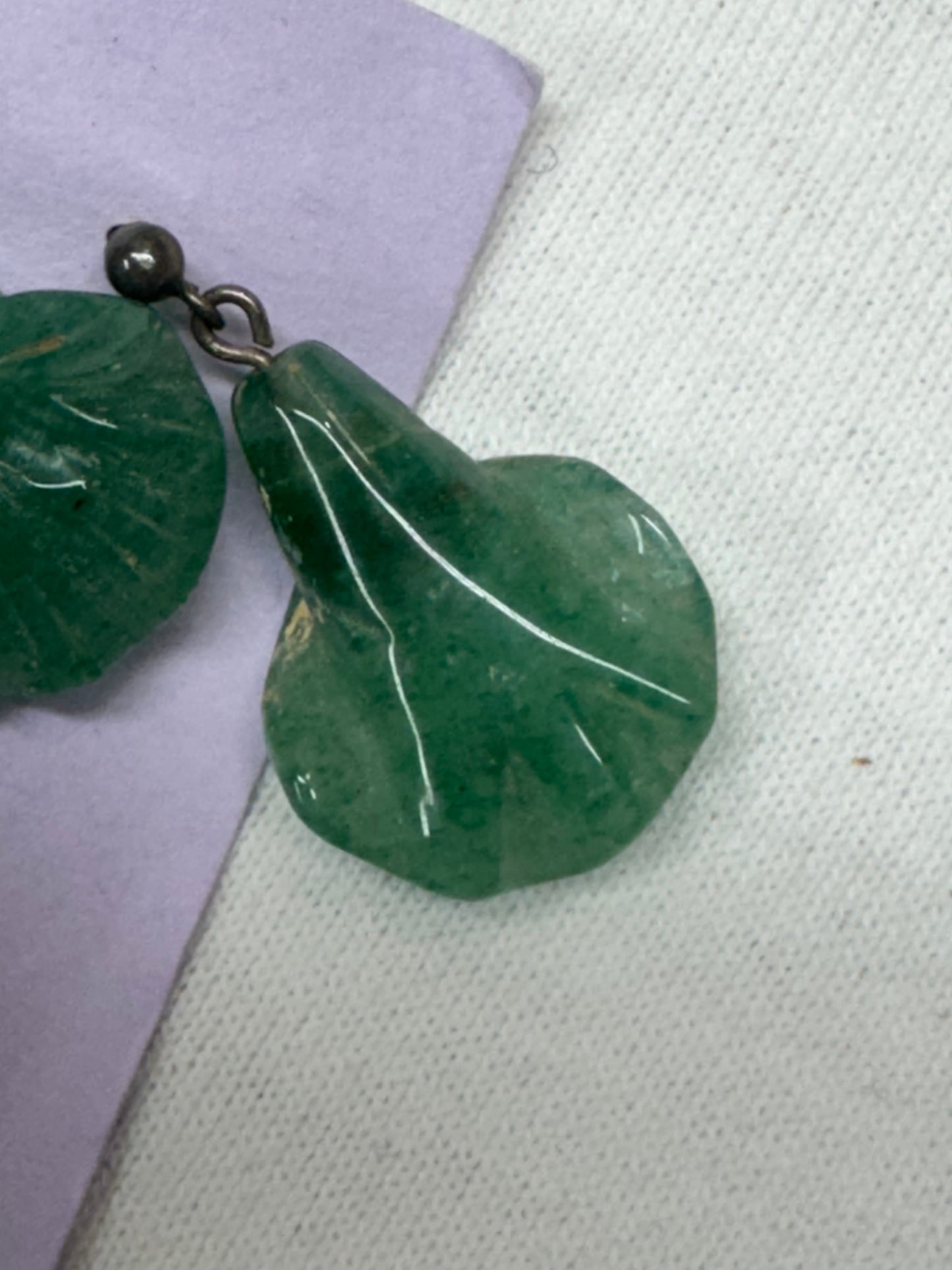 Vintage Aventurine Carved Flower Earrings