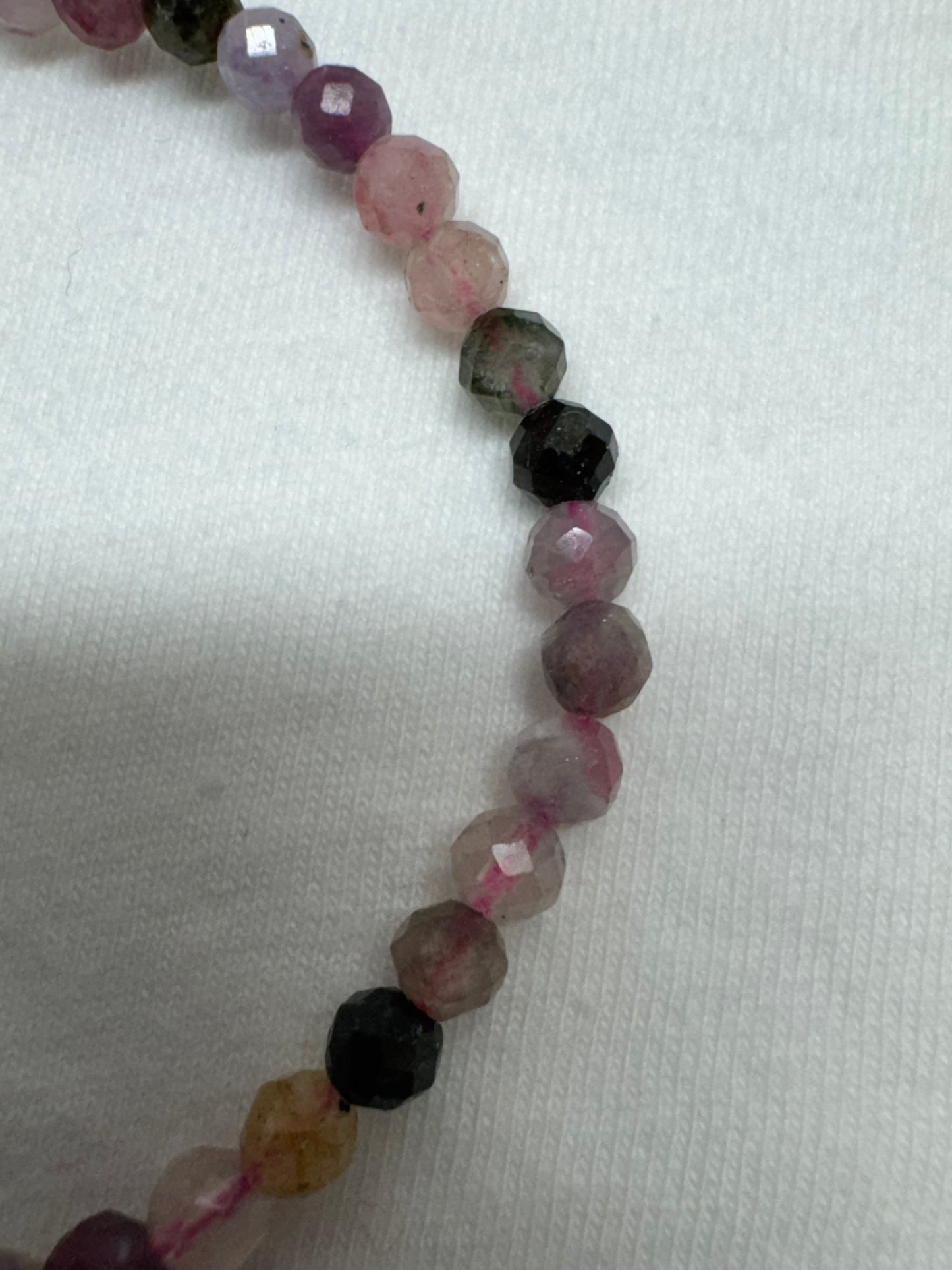 Watermelon Tourmaline 4mm Faceted 7.5” bracelet