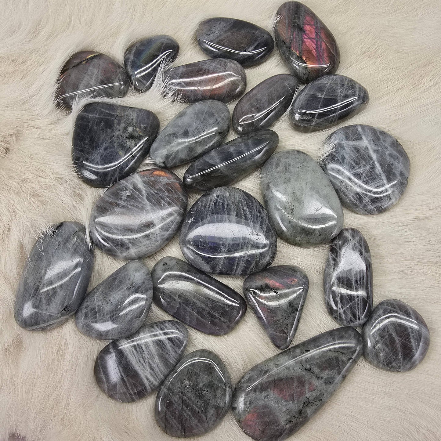 .5 Kilo Purple Flash Labradorite Flat Palm Stone ~ Bulk
