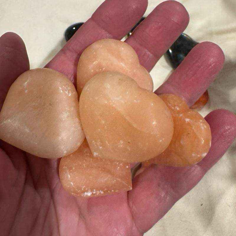 Crystal Hearts About 1 inch - 3 Pieces Choice of carnelian or labradorite or orange calcite or fire quartz or amazonite