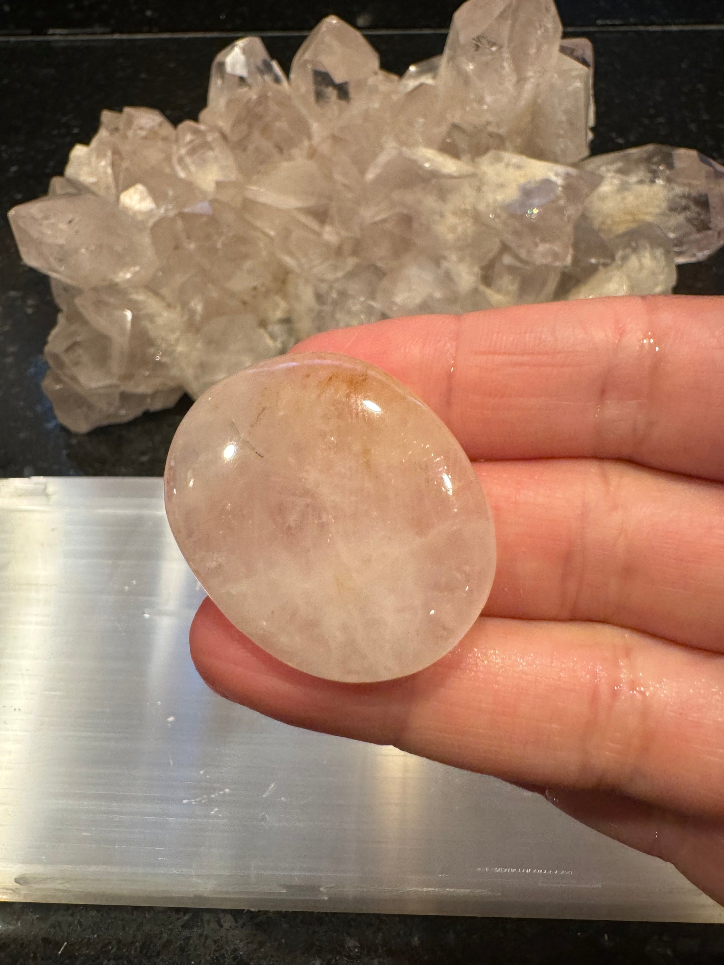 Rose Quartz Crystal Flat Smooth Stone