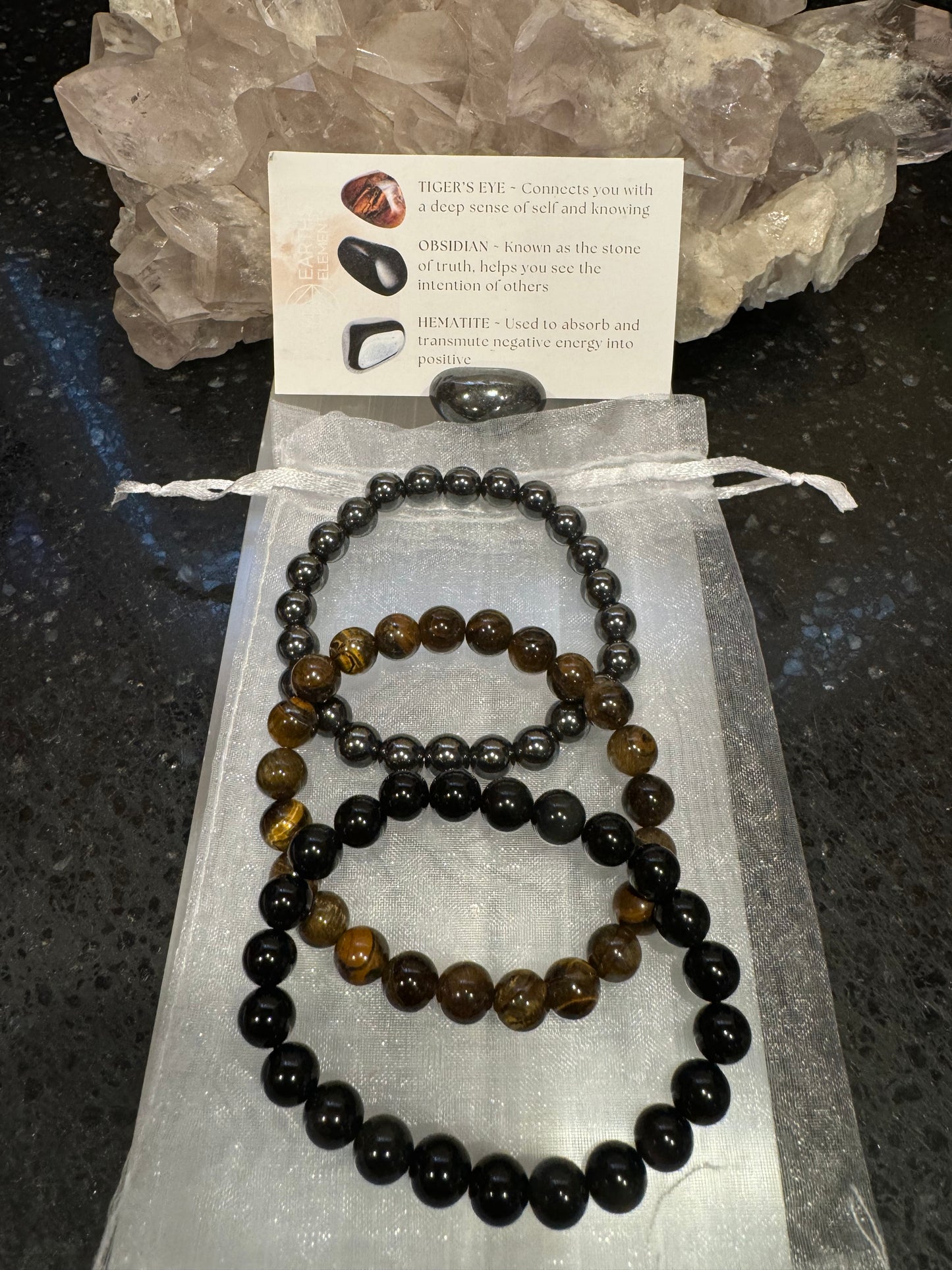Protection Manifesting Crystal Bracelet Set 8mm