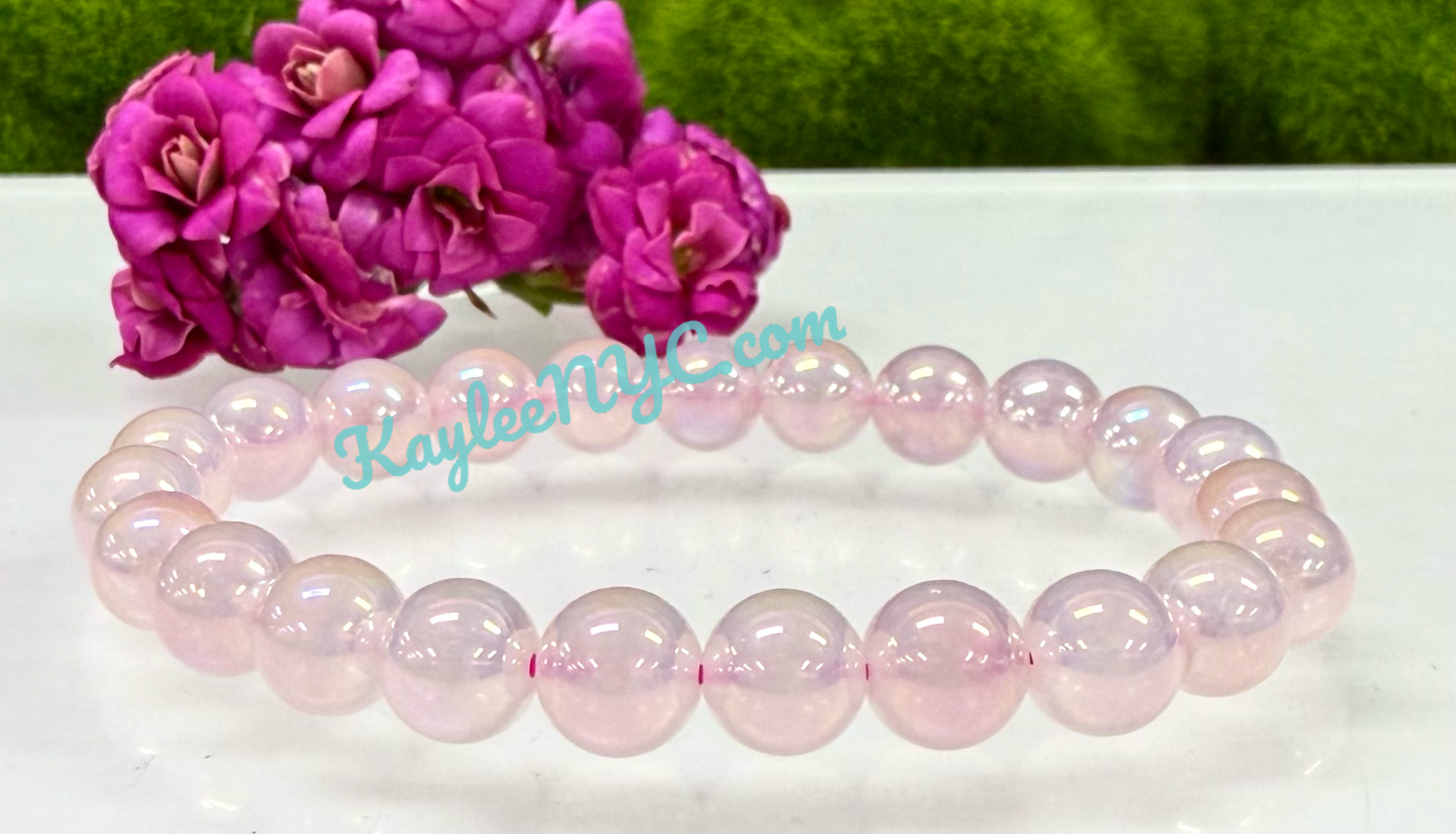Aura Rose Quartz 8mm 7.5” Crystal Healing