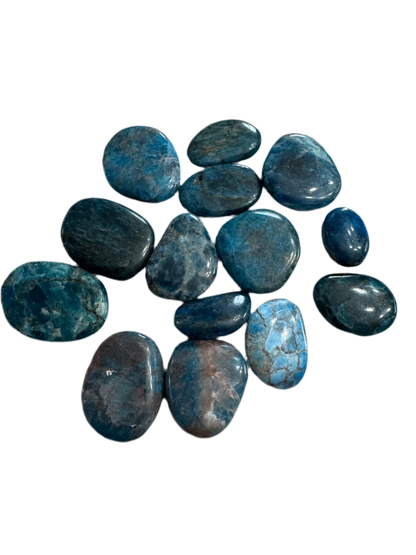 Blue Apatite Crystal Flat Pocket Stone 1 Piece