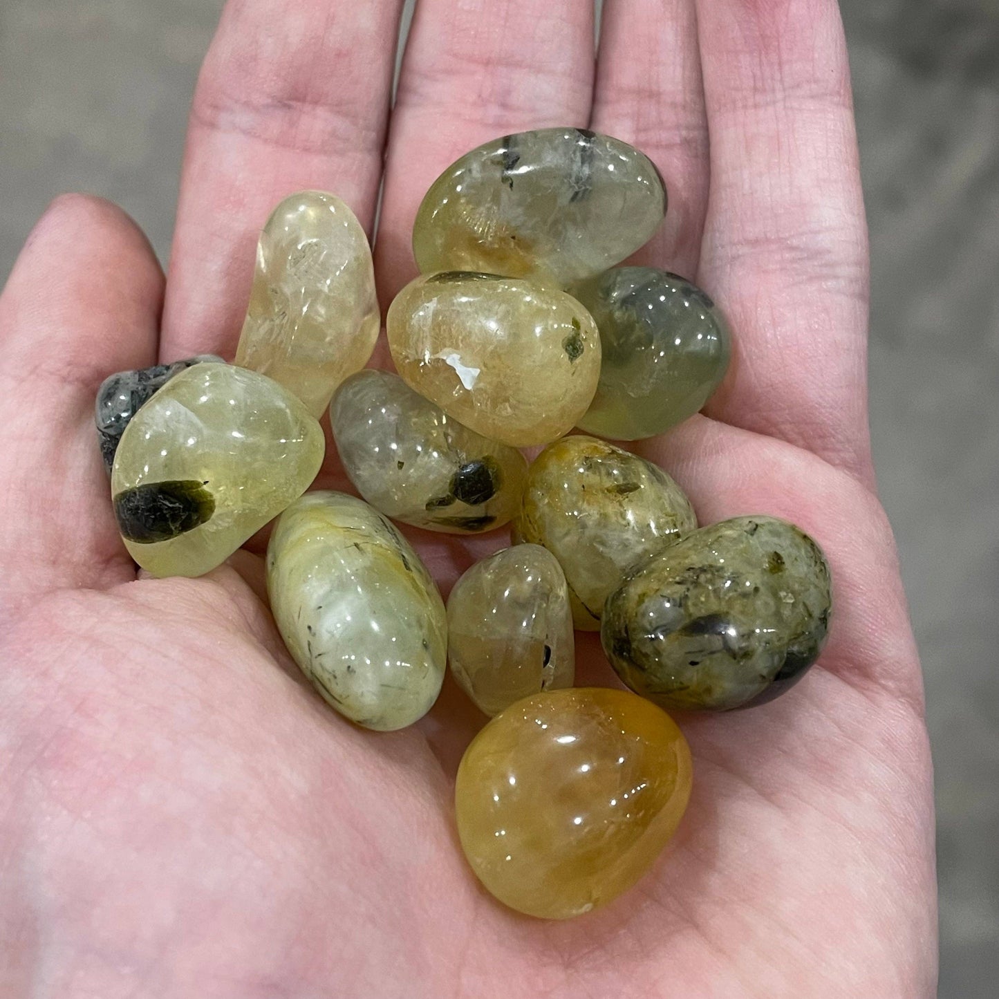 Prehnite Golden Yellow tumbled 4-5 pieces