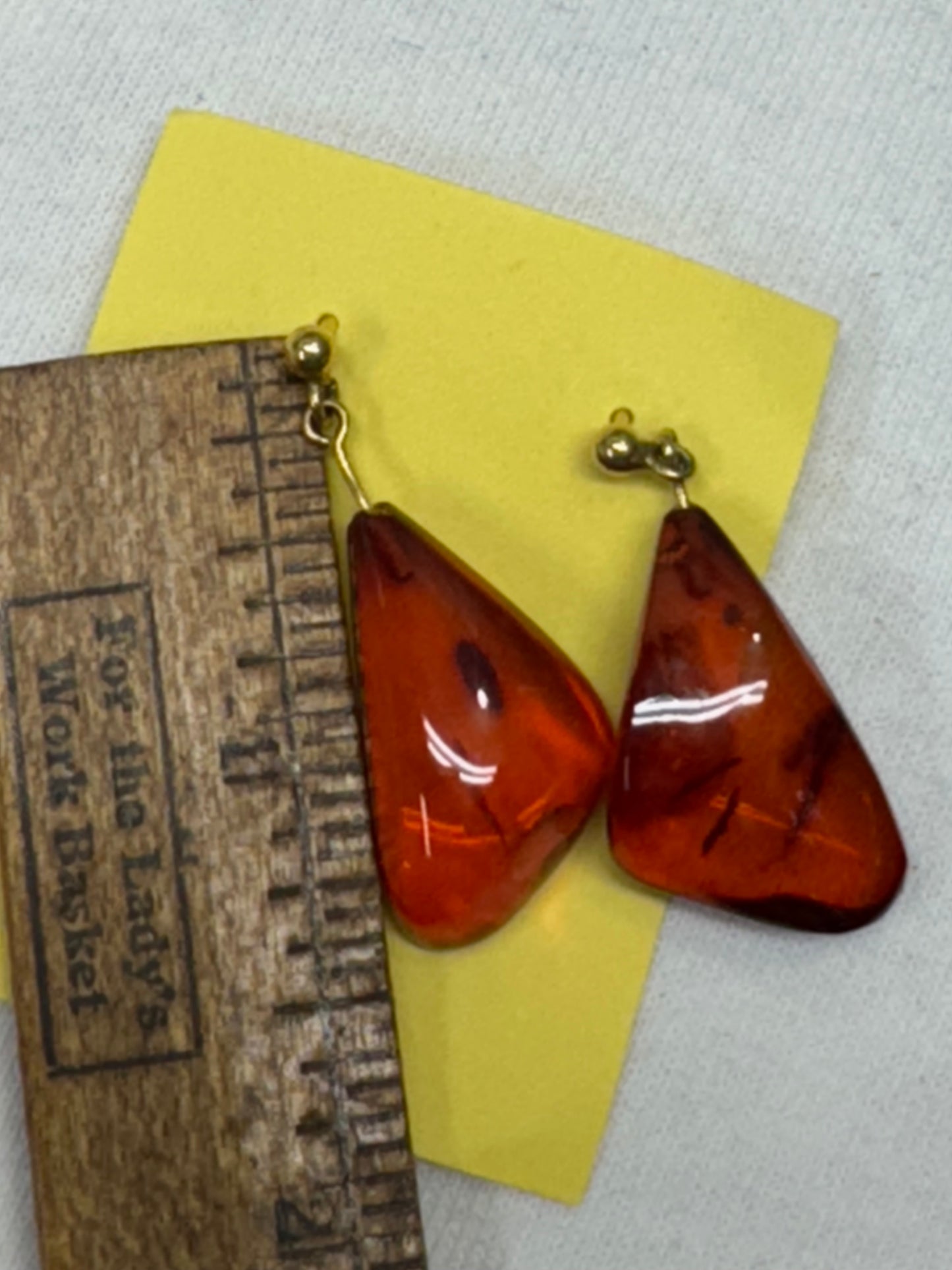 Vintage Amber Earrings Gold Filled
