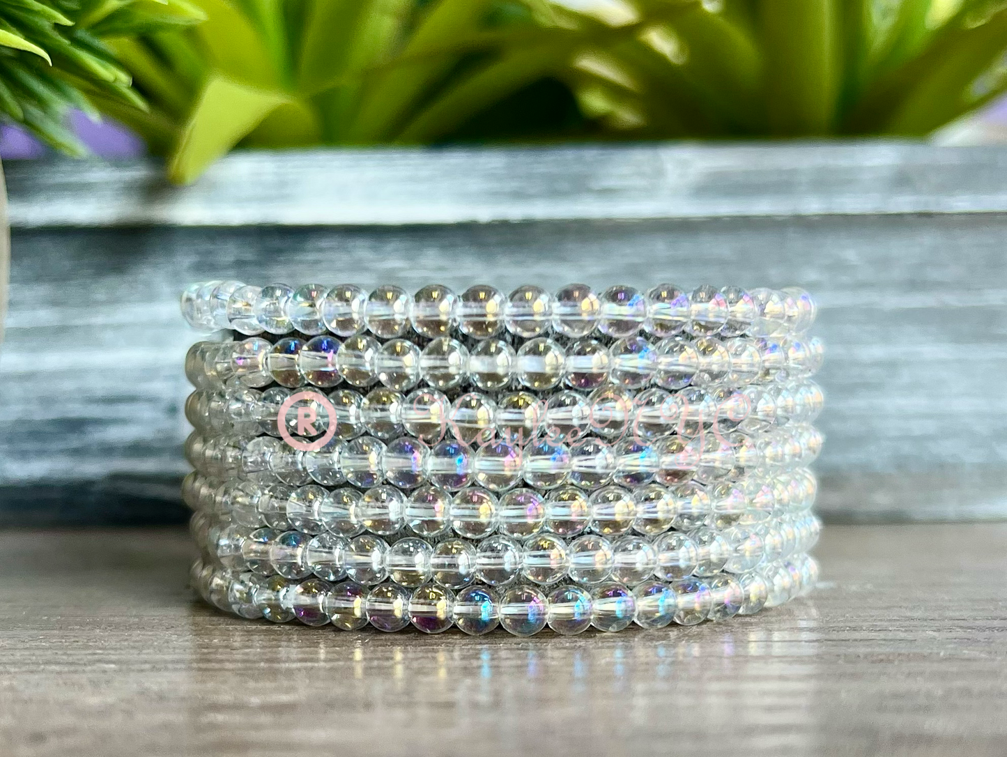 Angel Aura Quartz 4mm 7.5” Crystal Stretch Bracelet