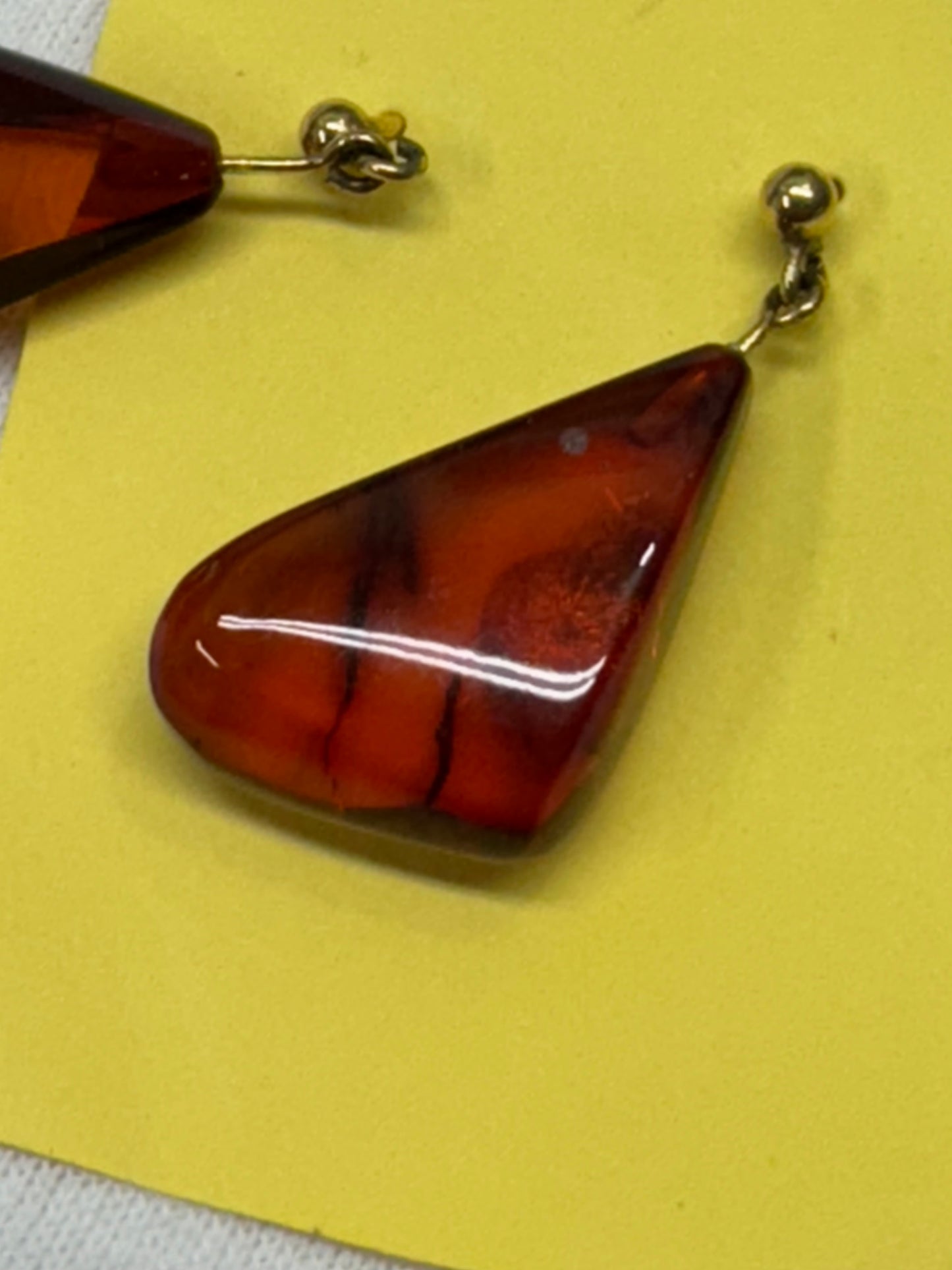Vintage Amber Earrings Gold Filled