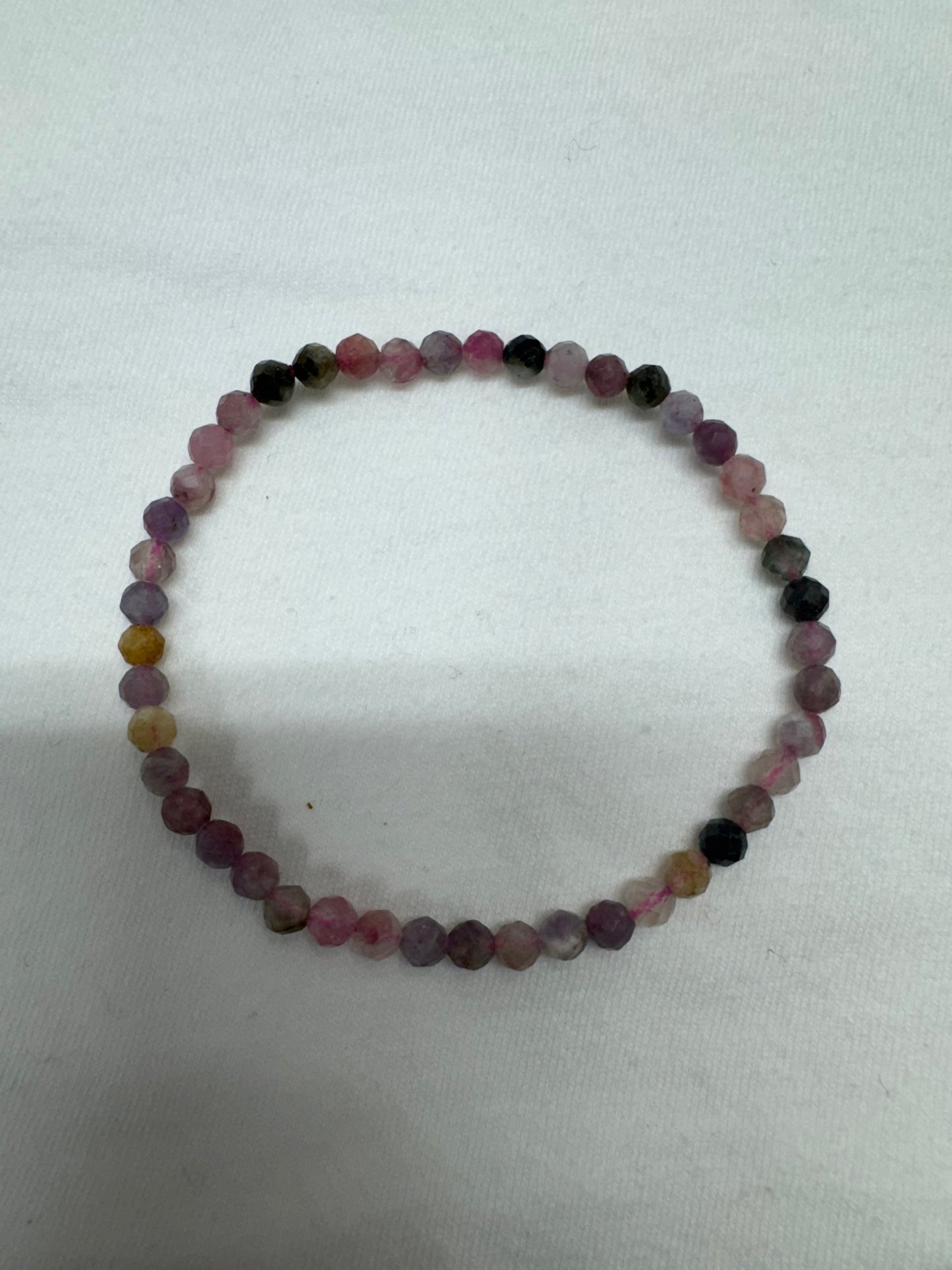 Watermelon Tourmaline 4mm Faceted 7.5” bracelet
