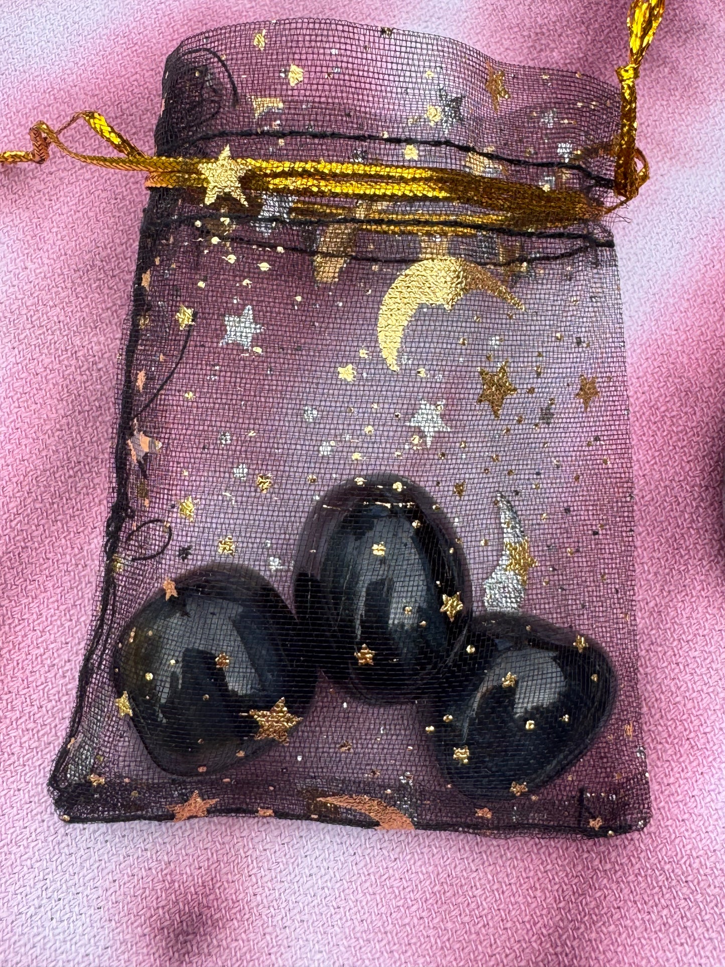 Evil Eye 🧿 Protection Crystal Intention Pouch - Blue Tiger Eye in a Black Pouch