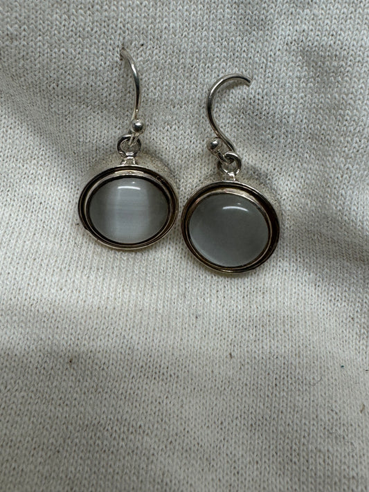Cats Eye Sterling Crystal Earrings