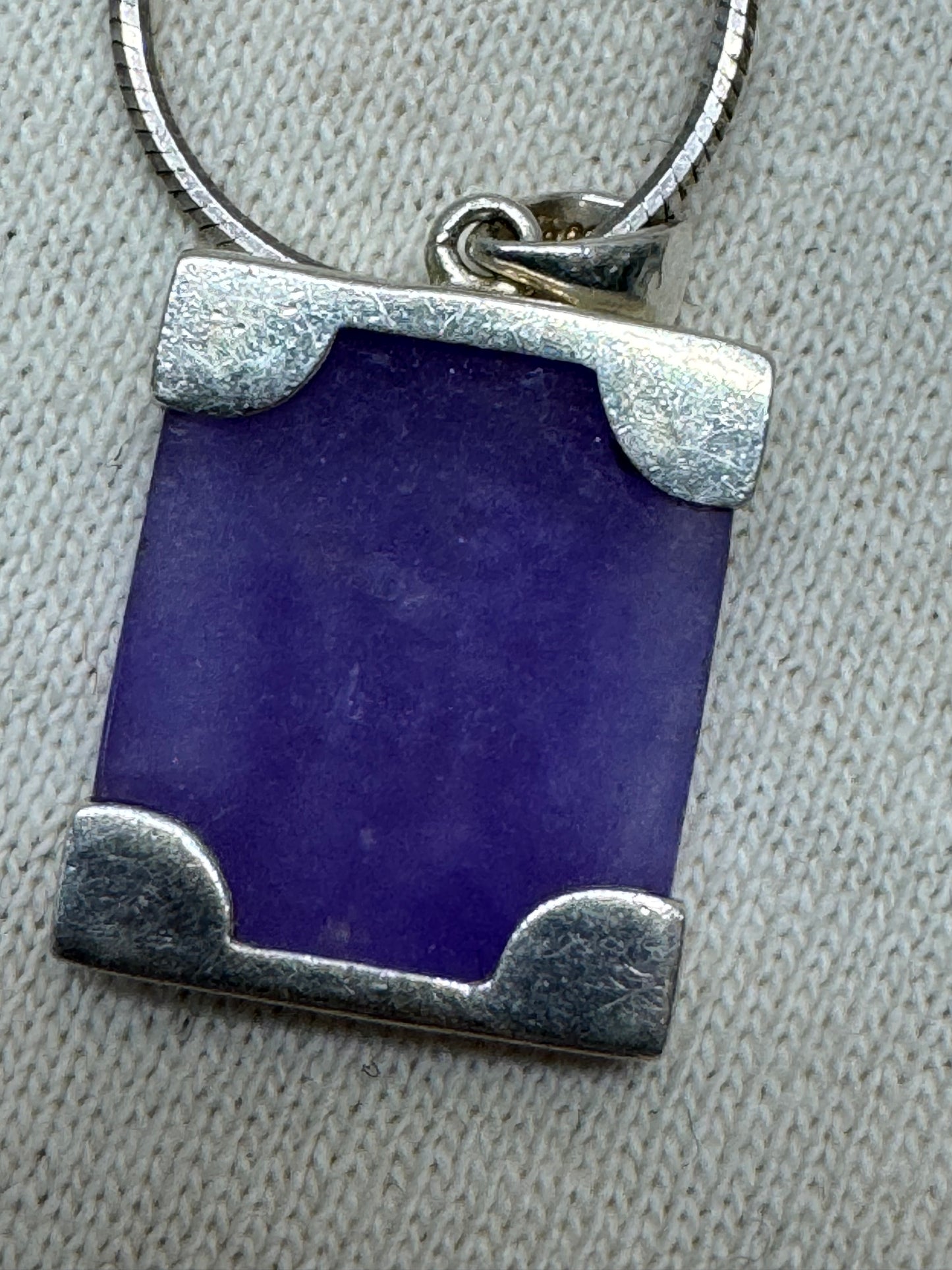 Purple Jade and Sterling Necklace
