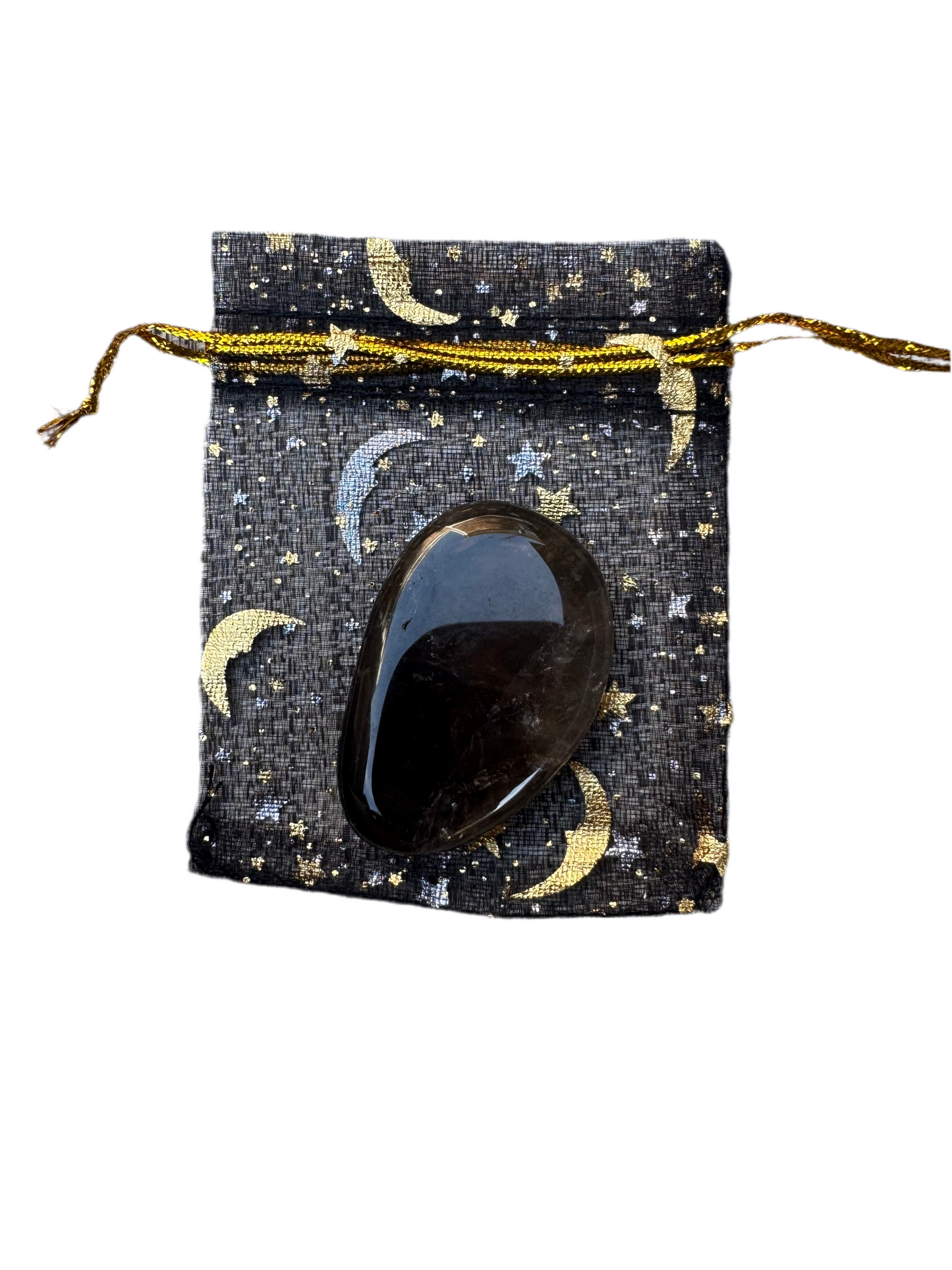 Elevate Your Mood Crystal Pouch- Smoky Quartz Crystal in a Black Charm Bag