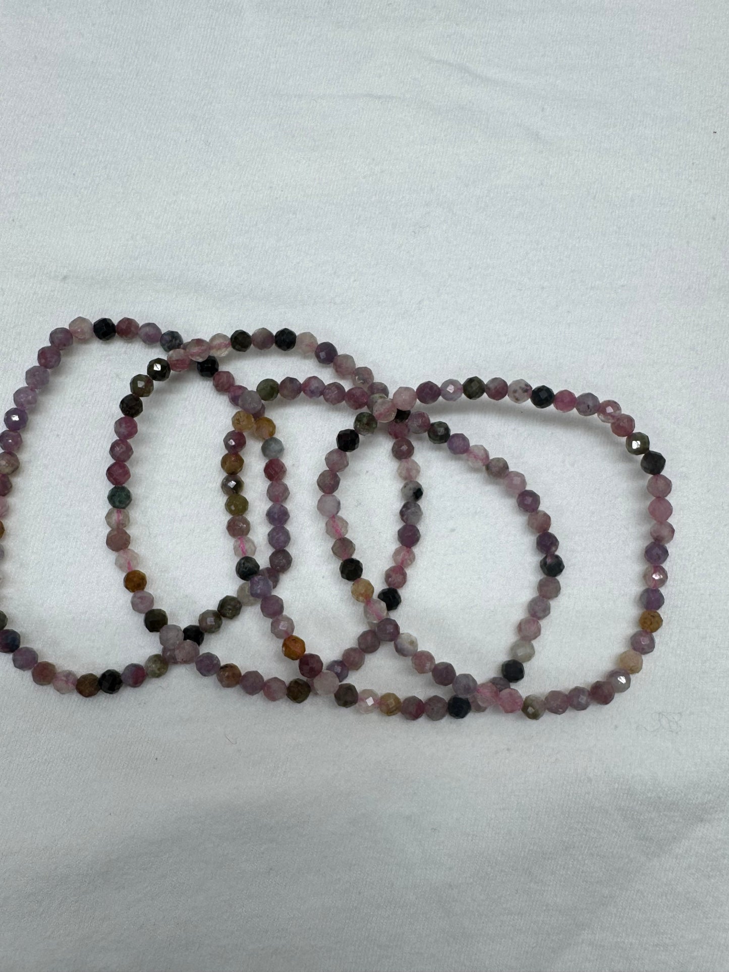 Watermelon Tourmaline 4mm Faceted 7.5” bracelet