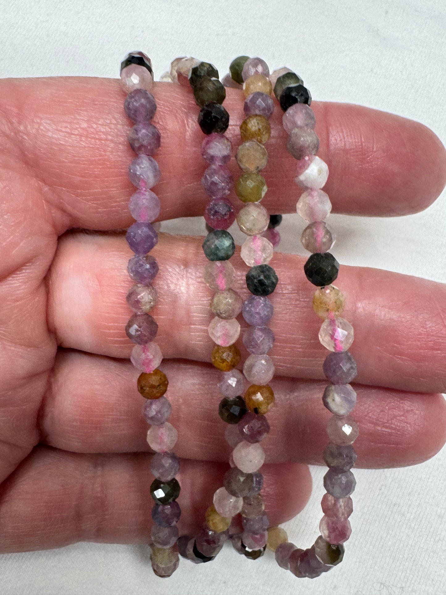 Watermelon Tourmaline 4mm Faceted 7.5” bracelet
