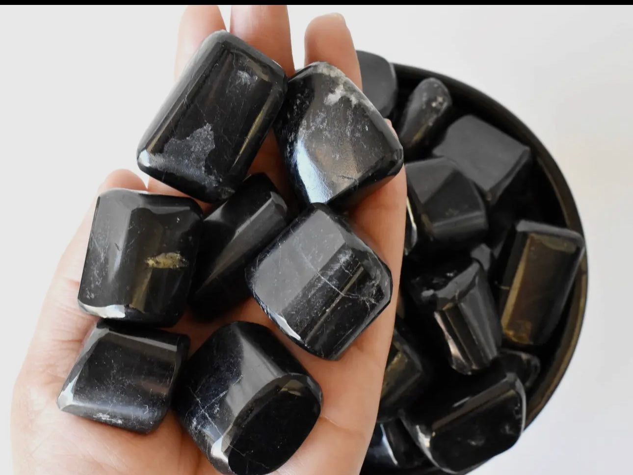 Black Tourmaline Crystal Tumble 3 Pieces