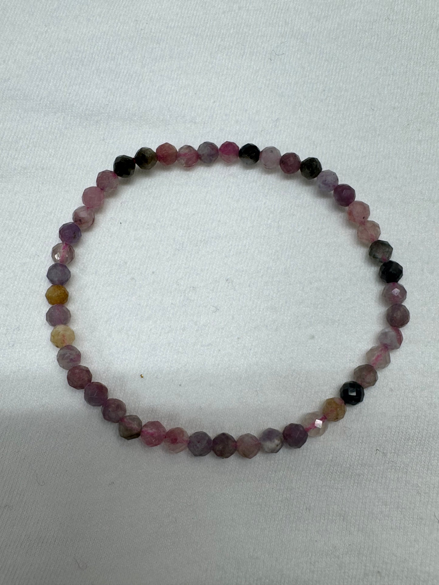 Watermelon Tourmaline 4mm Faceted 7.5” bracelet