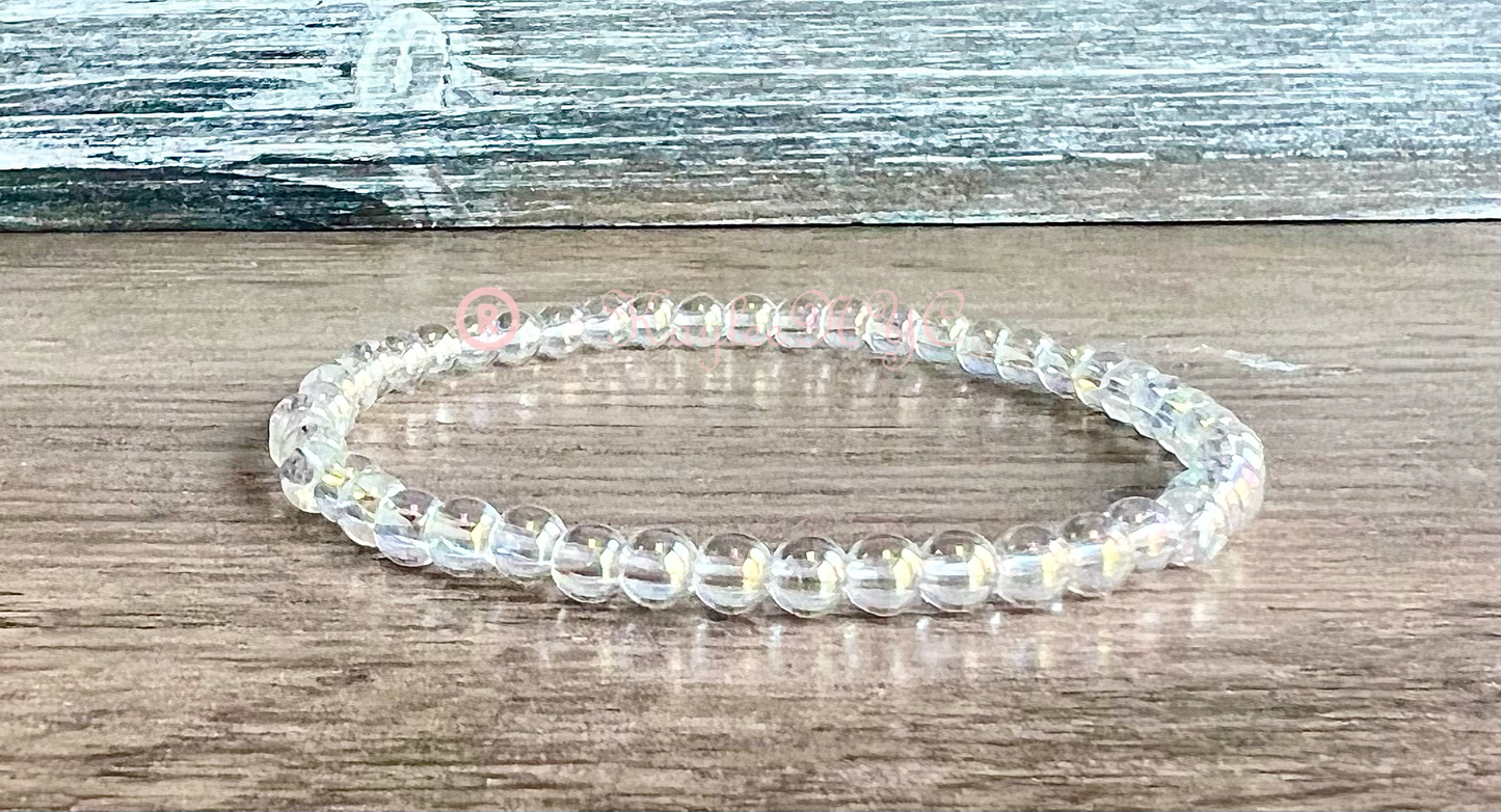 Angel Aura Quartz 4mm 7.5” Crystal Stretch Bracelet