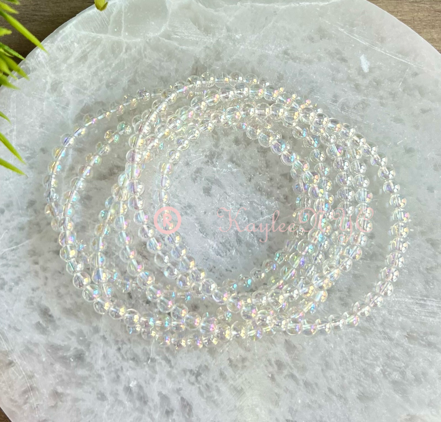 Angel Aura Quartz 4mm 7.5” Crystal Stretch Bracelet