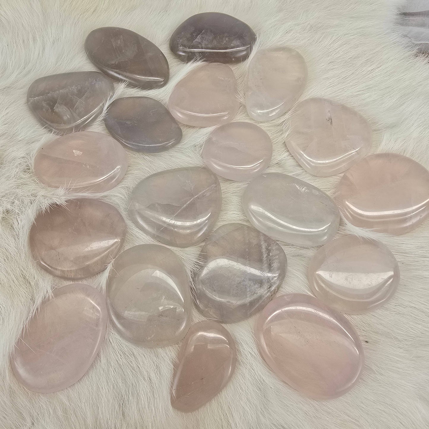Blue Rose Quartz Crystal Flat Pocket Palm Stone 1 Piece