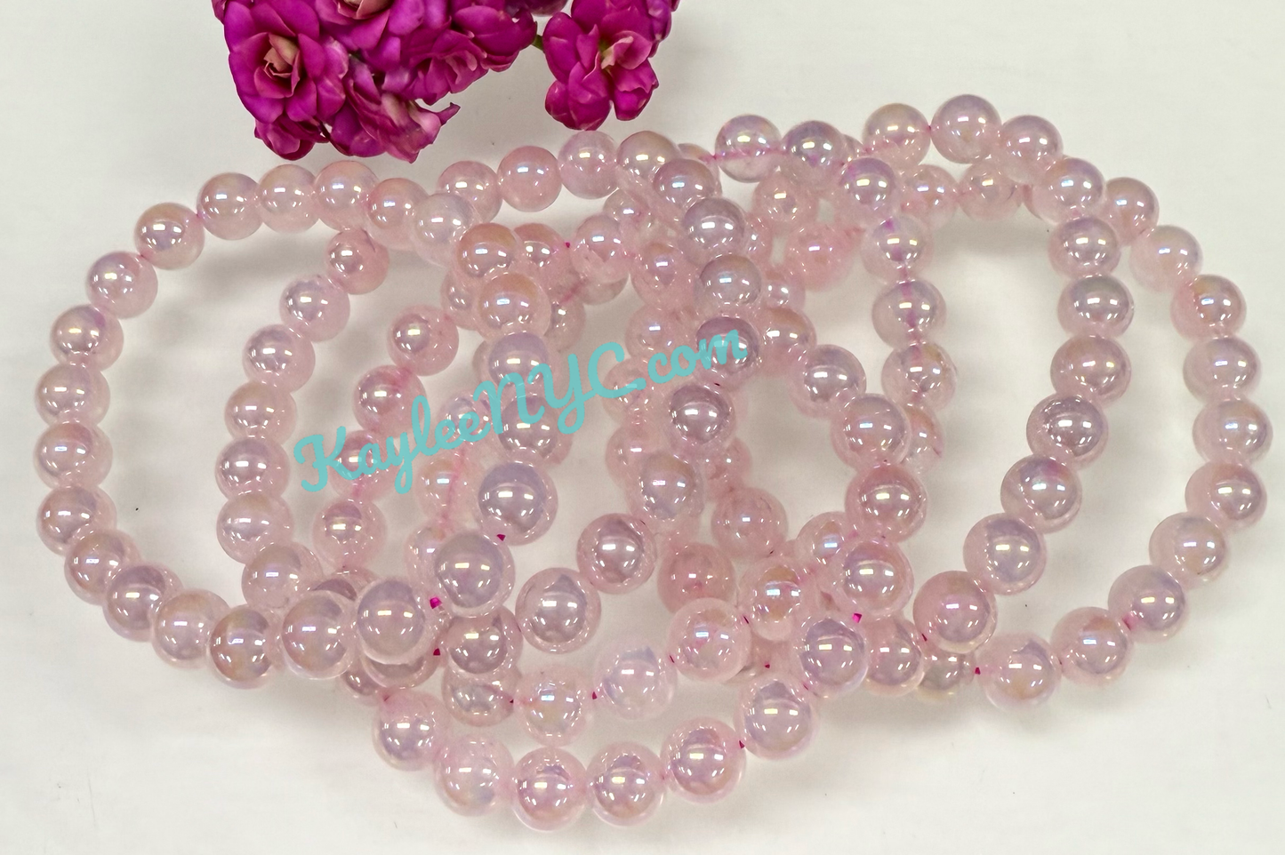 Aura Rose Quartz 8mm 7.5” Crystal Healing