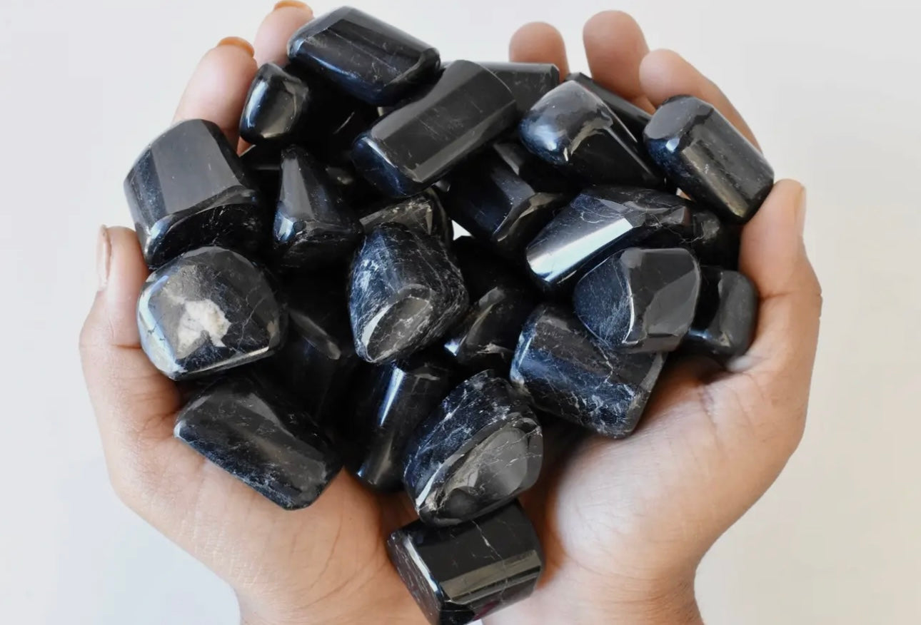 Black Tourmaline Crystal Tumble 3 Pieces