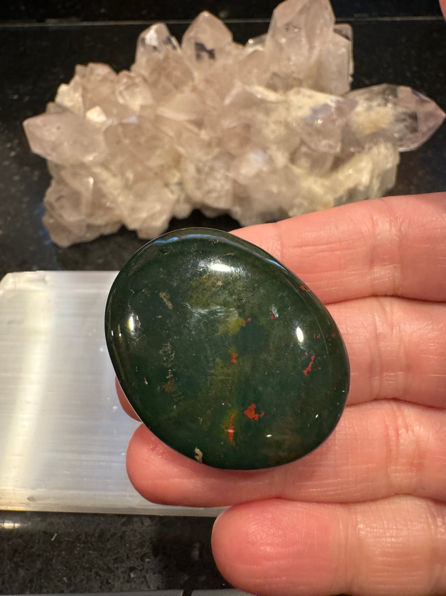Bloodstone Flat Crystal Smooth Stone
