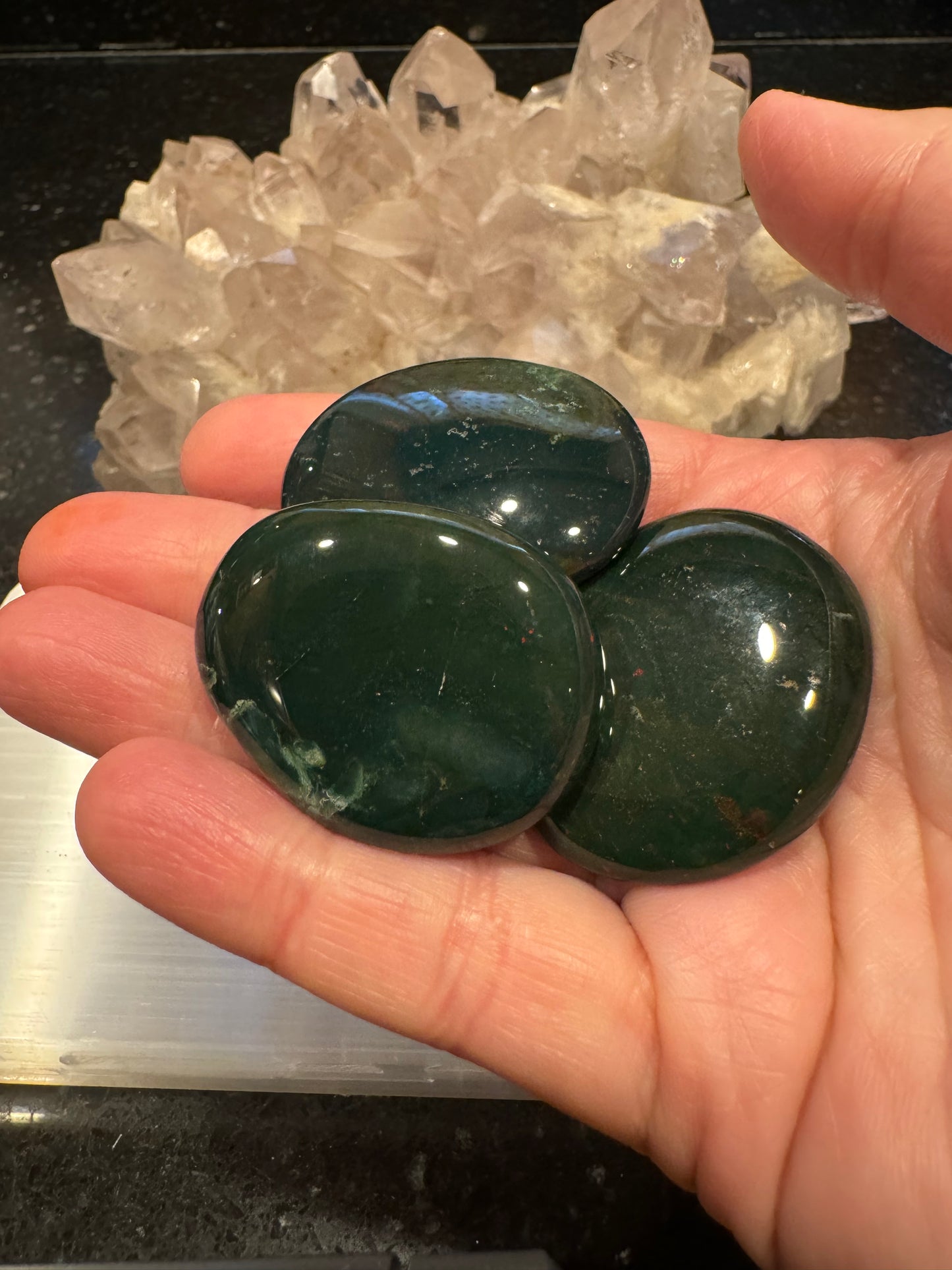 Bloodstone Flat Crystal Smooth Stone