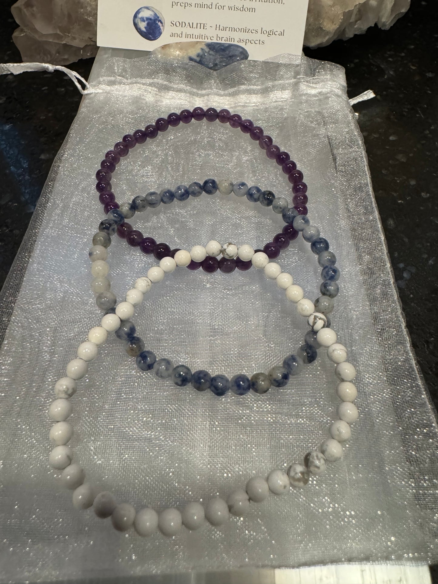 Calm Zen Intention Manifesting Crystal Bracelet Set 4mm