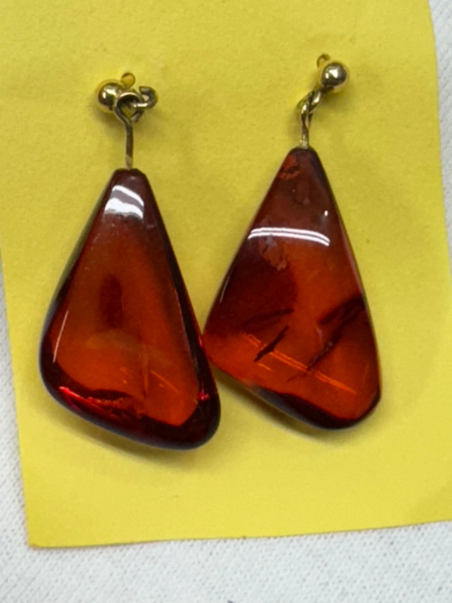 Vintage Amber Earrings Gold Filled