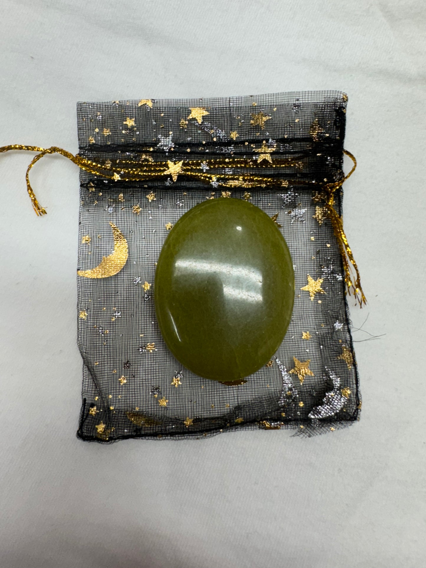 Serpentine Crystal in a Black Charm Bag- Carry this to stop the spiral and return to calm