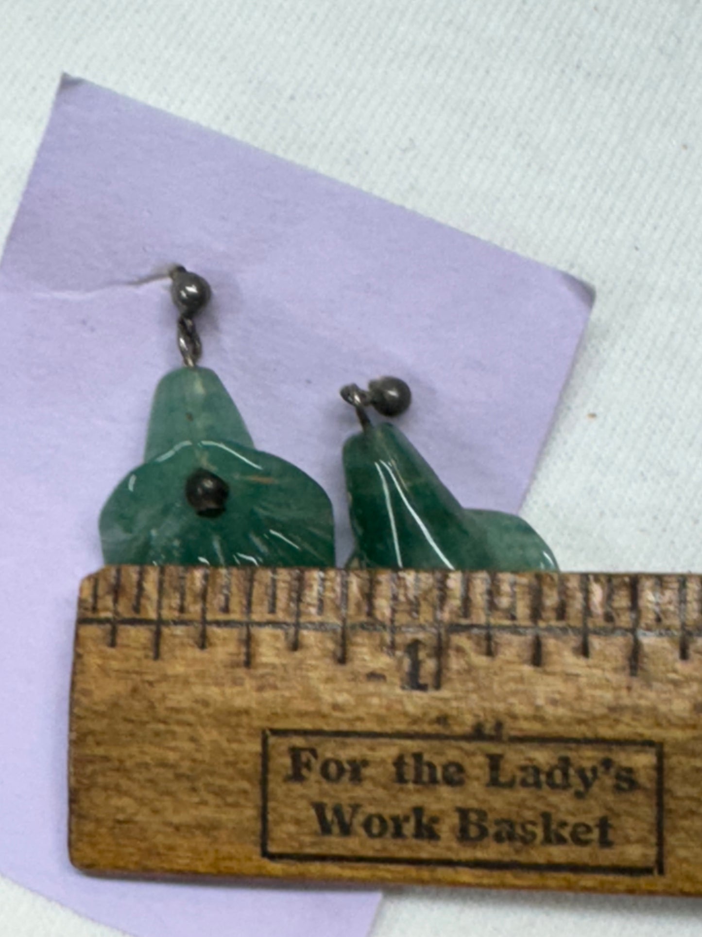 Vintage Aventurine Carved Flower Earrings