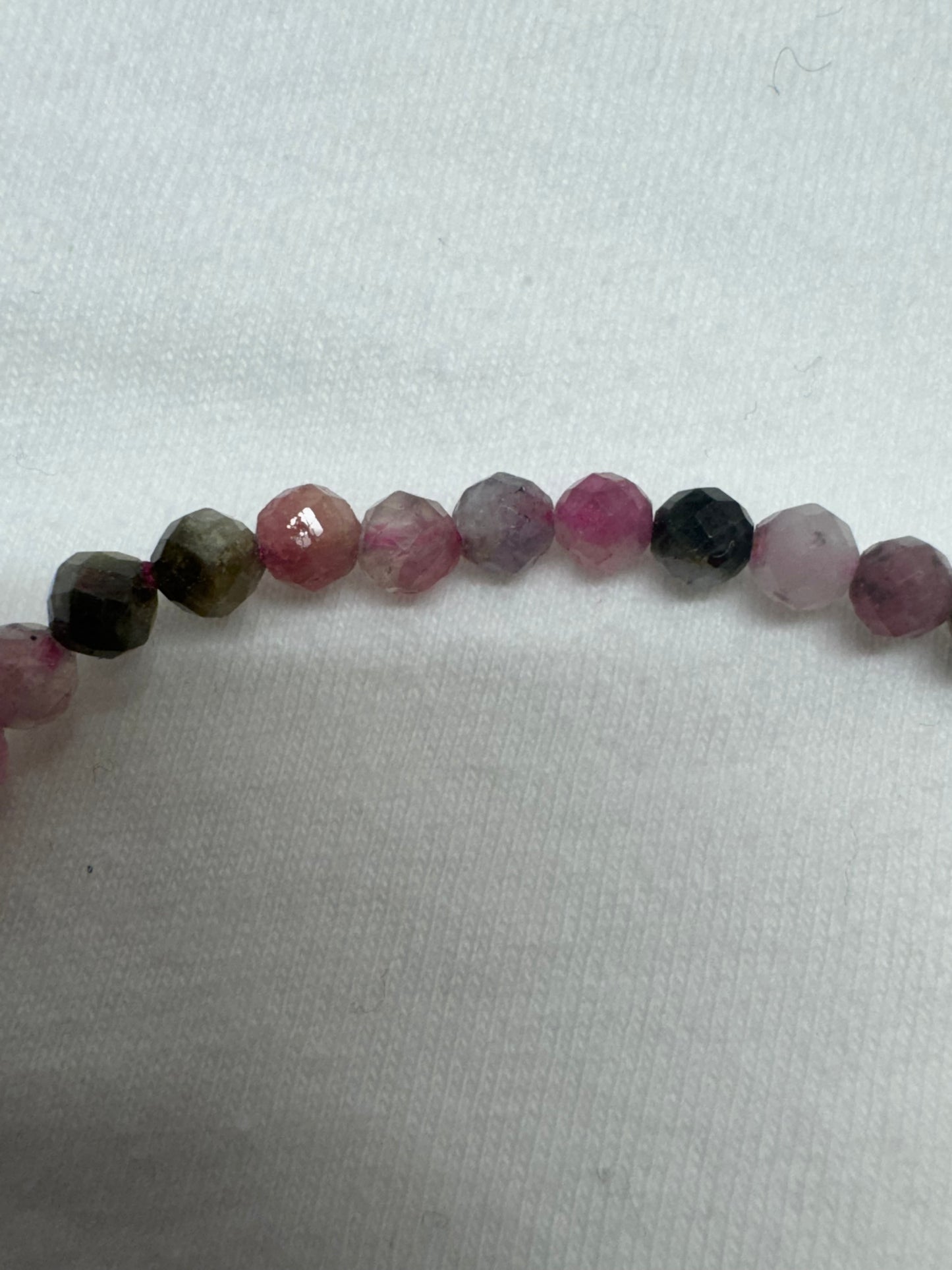 Watermelon Tourmaline 4mm Faceted 7.5” bracelet