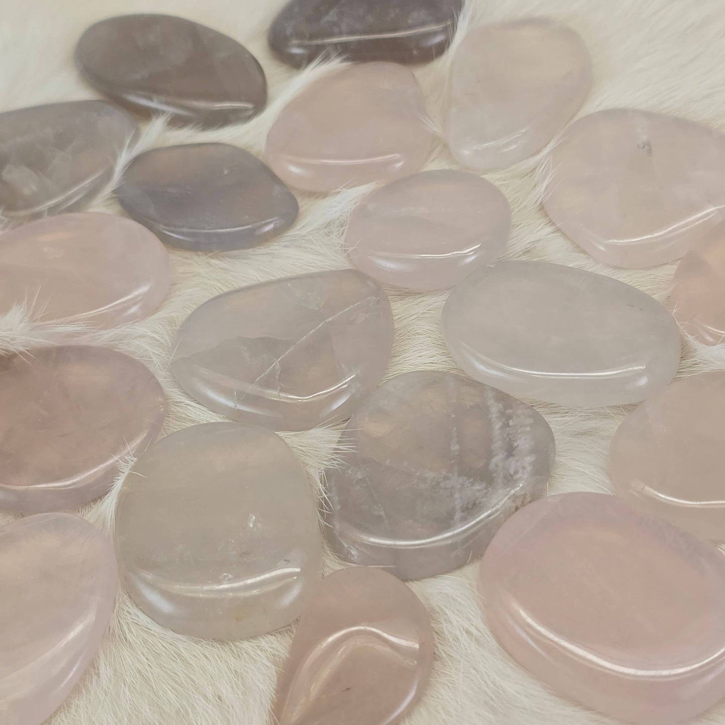 Blue Rose Quartz Crystal Flat Pocket Palm Stone 1 Piece