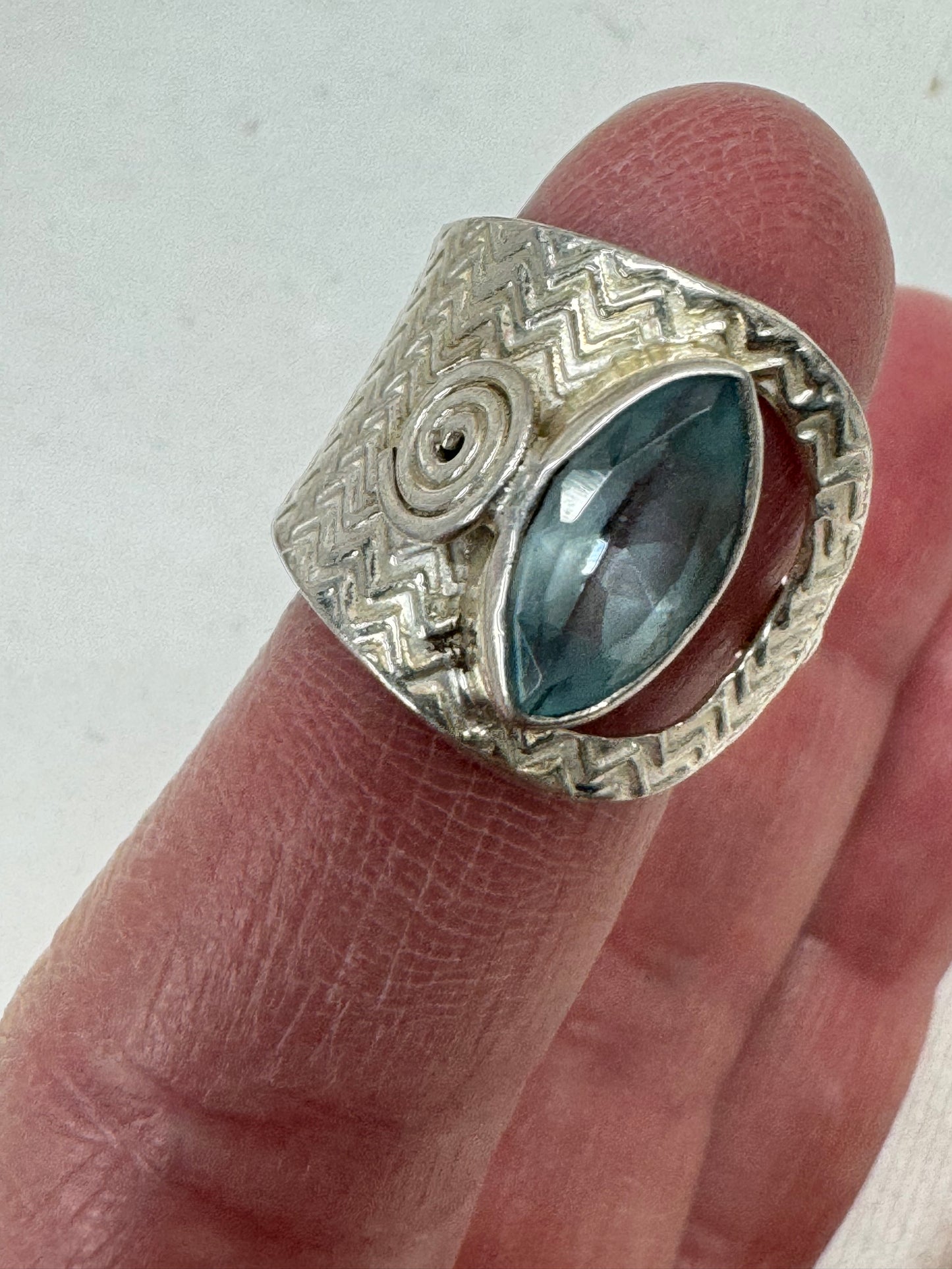 Aquamarine and Sterling Ring Size 6