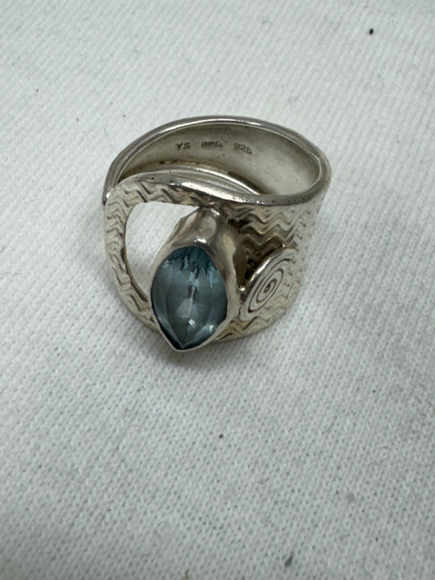 Aquamarine and Sterling Ring Size 6