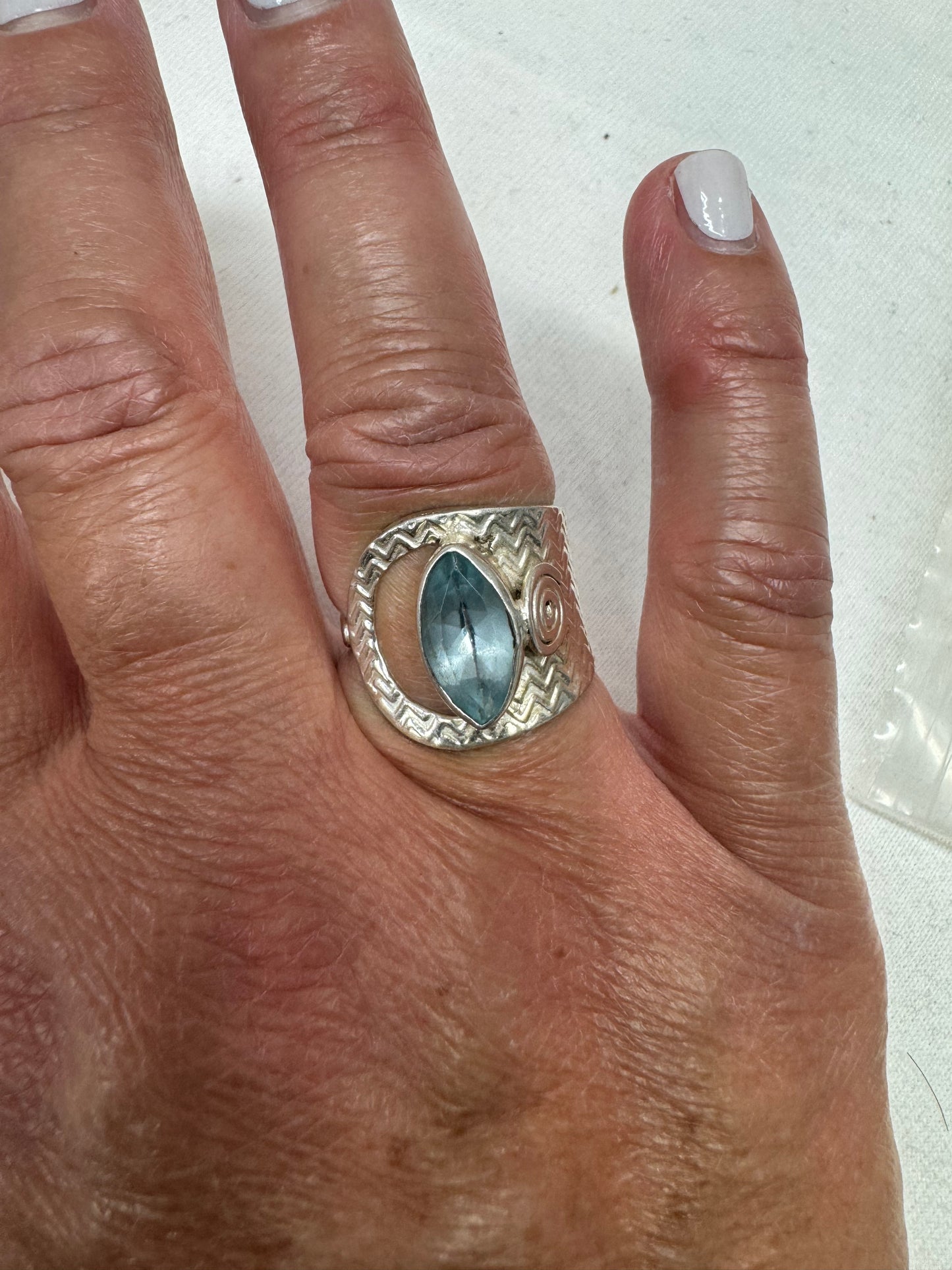 Aquamarine and Sterling Ring Size 6