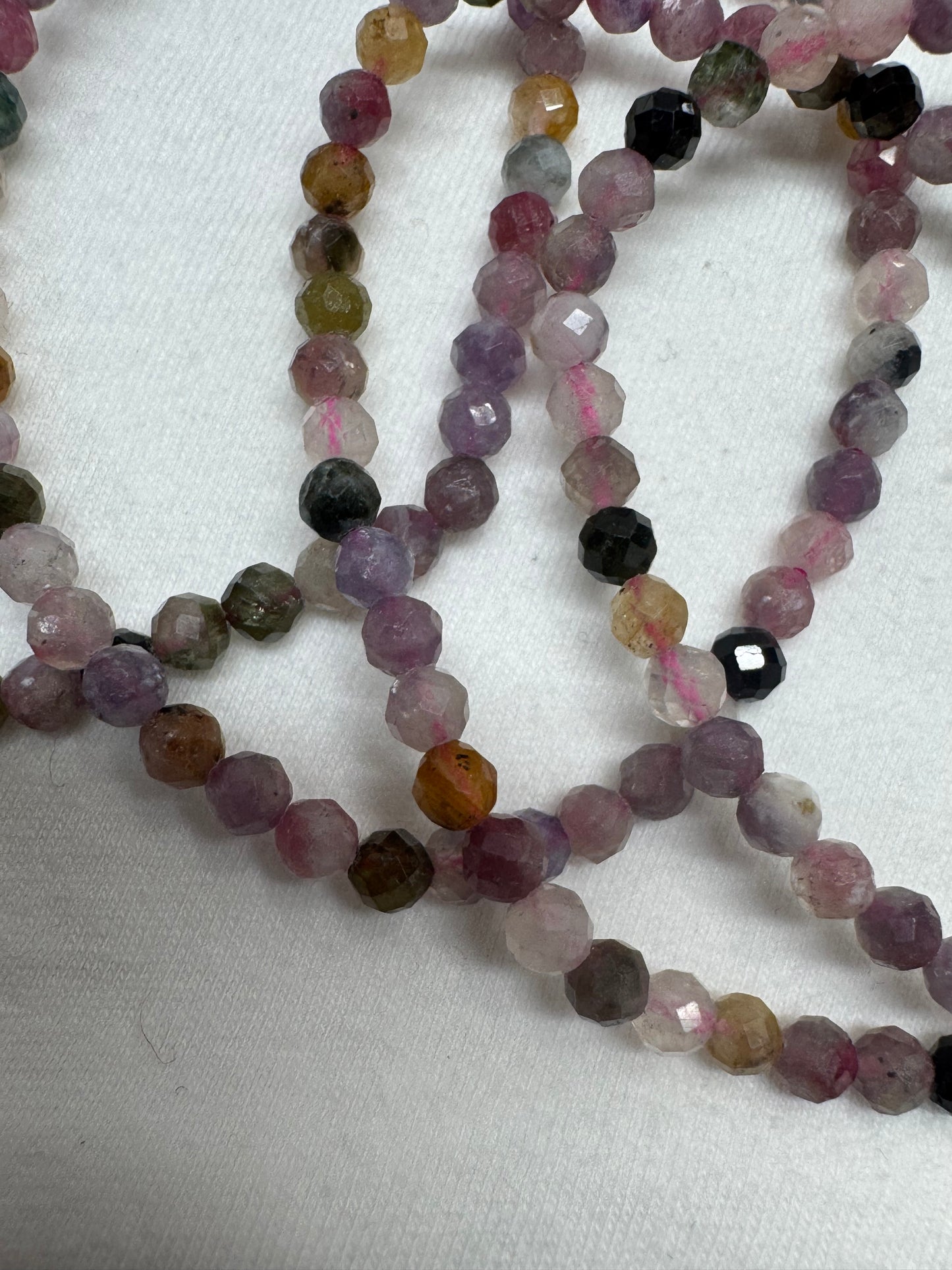 Watermelon Tourmaline 4mm Faceted 7.5” bracelet