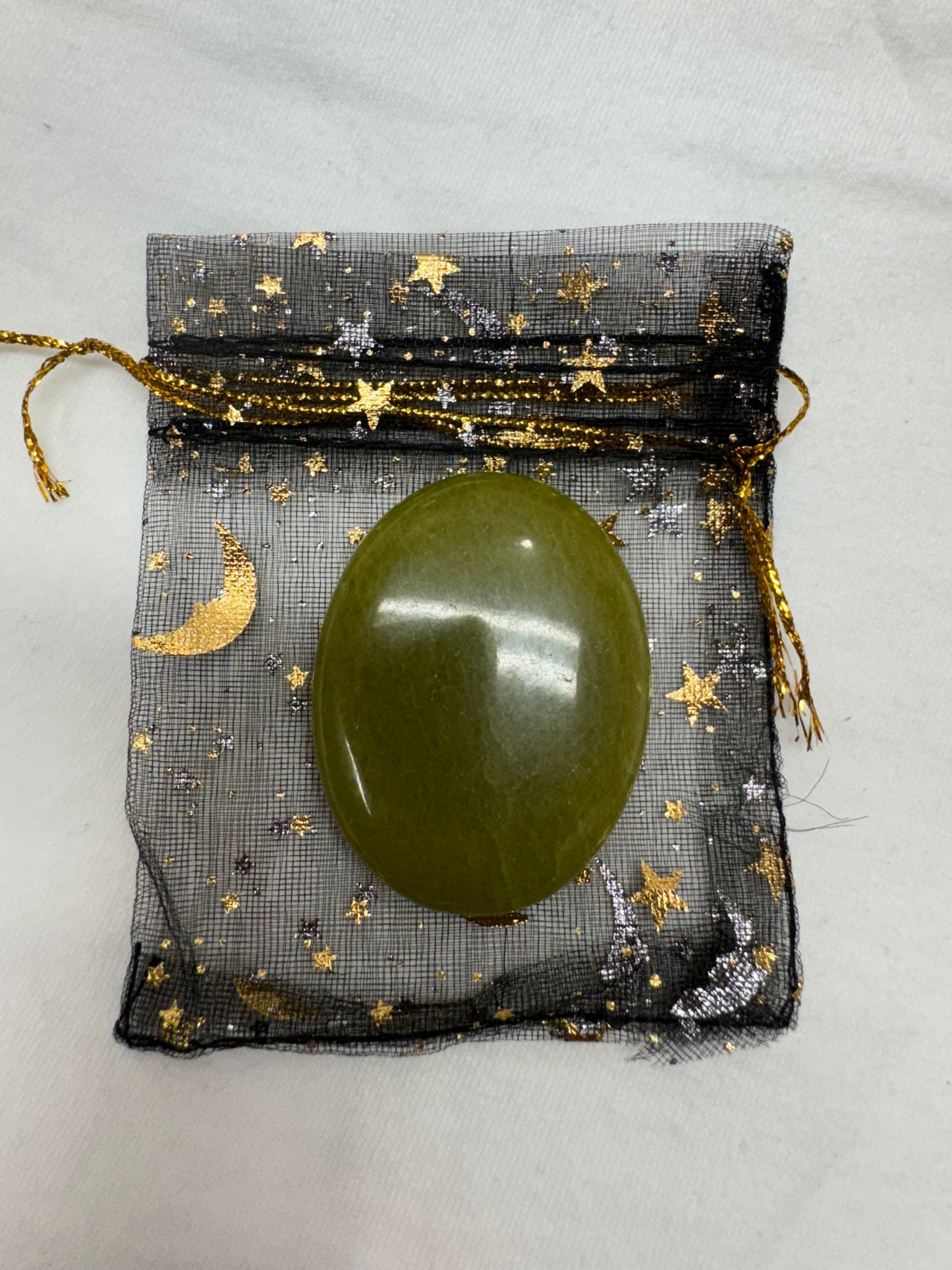 Serpentine Crystal in a Black Charm Bag- Carry this to stop the spiral and return to calm
