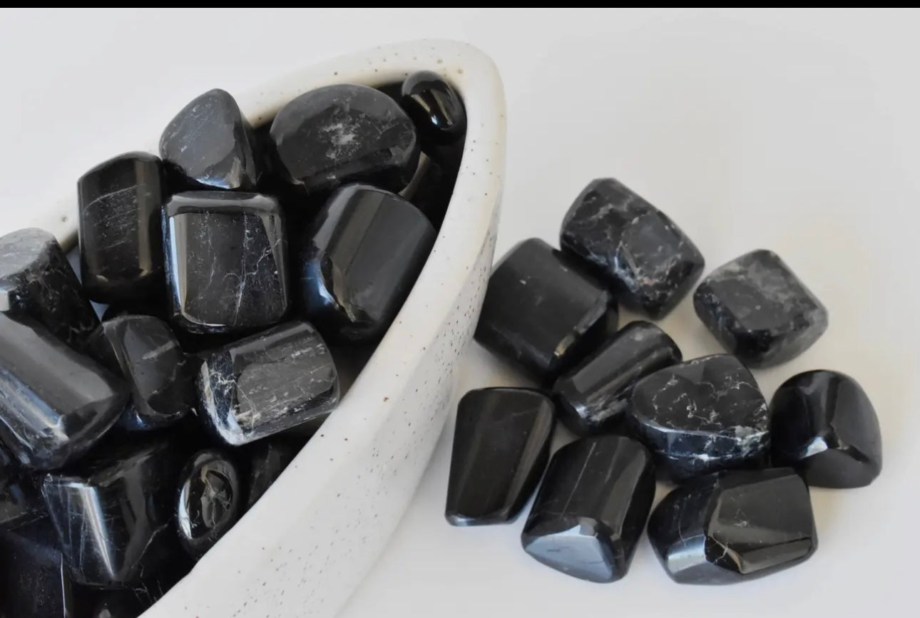 Black Tourmaline Crystal Tumble 3 Pieces