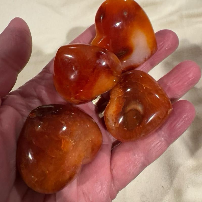 Crystal Hearts About 1 inch - 3 Pieces Choice of carnelian or labradorite or orange calcite or fire quartz or amazonite