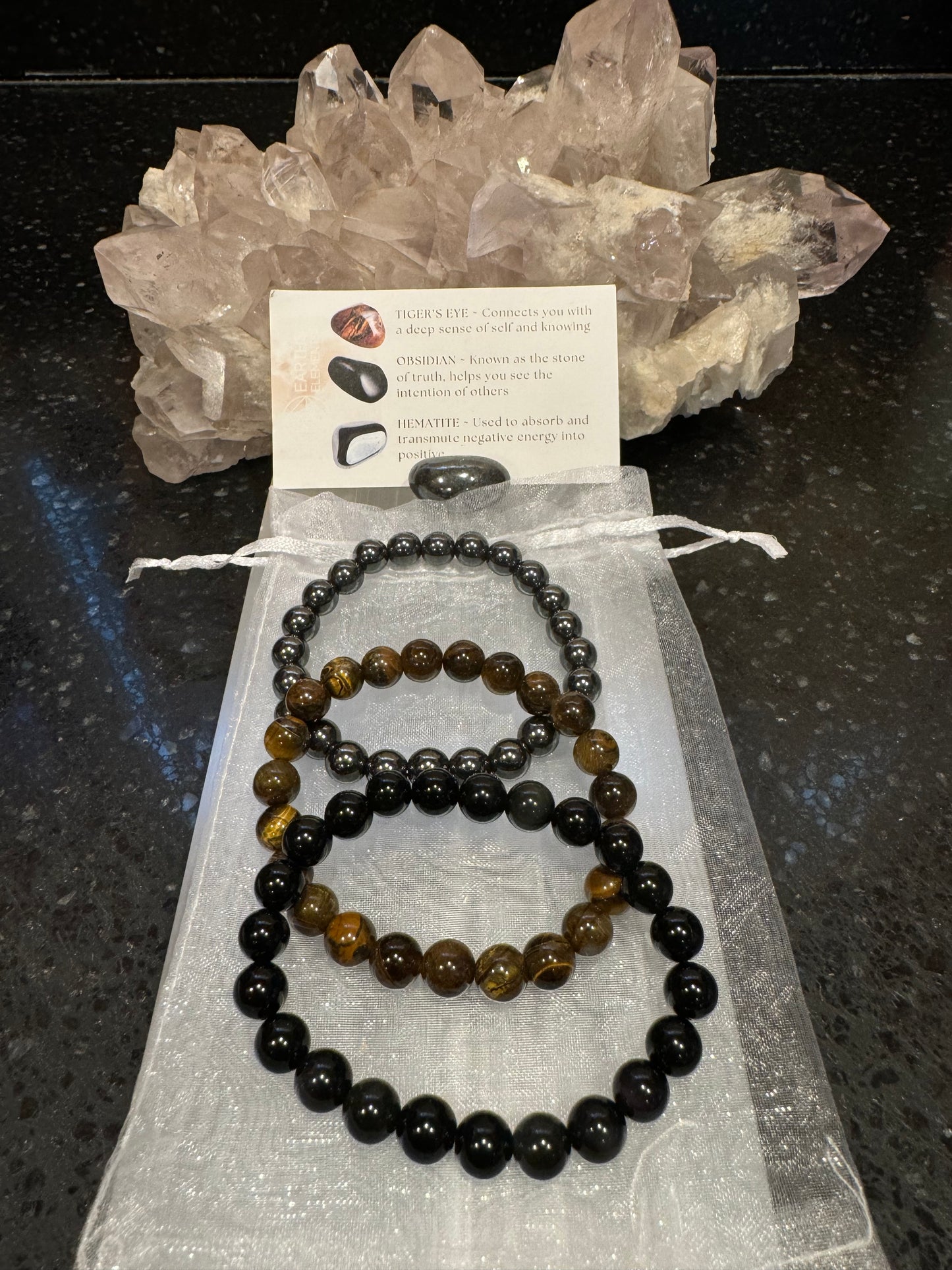 Protection Manifesting Crystal Bracelet Set 8mm