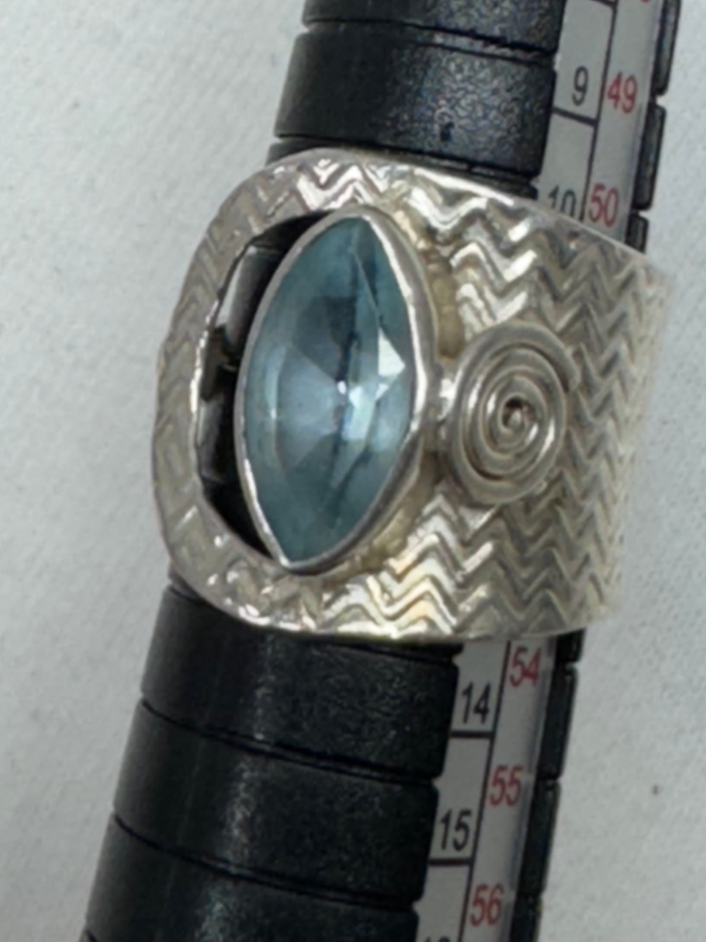 Aquamarine and Sterling Ring Size 6