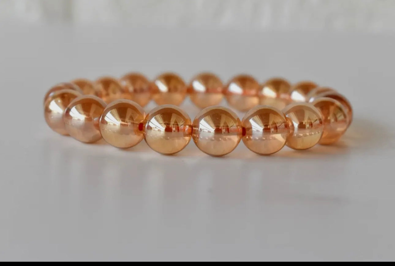 Aura Citrine 8mm Bracelet - raises vibration and radiates happiness