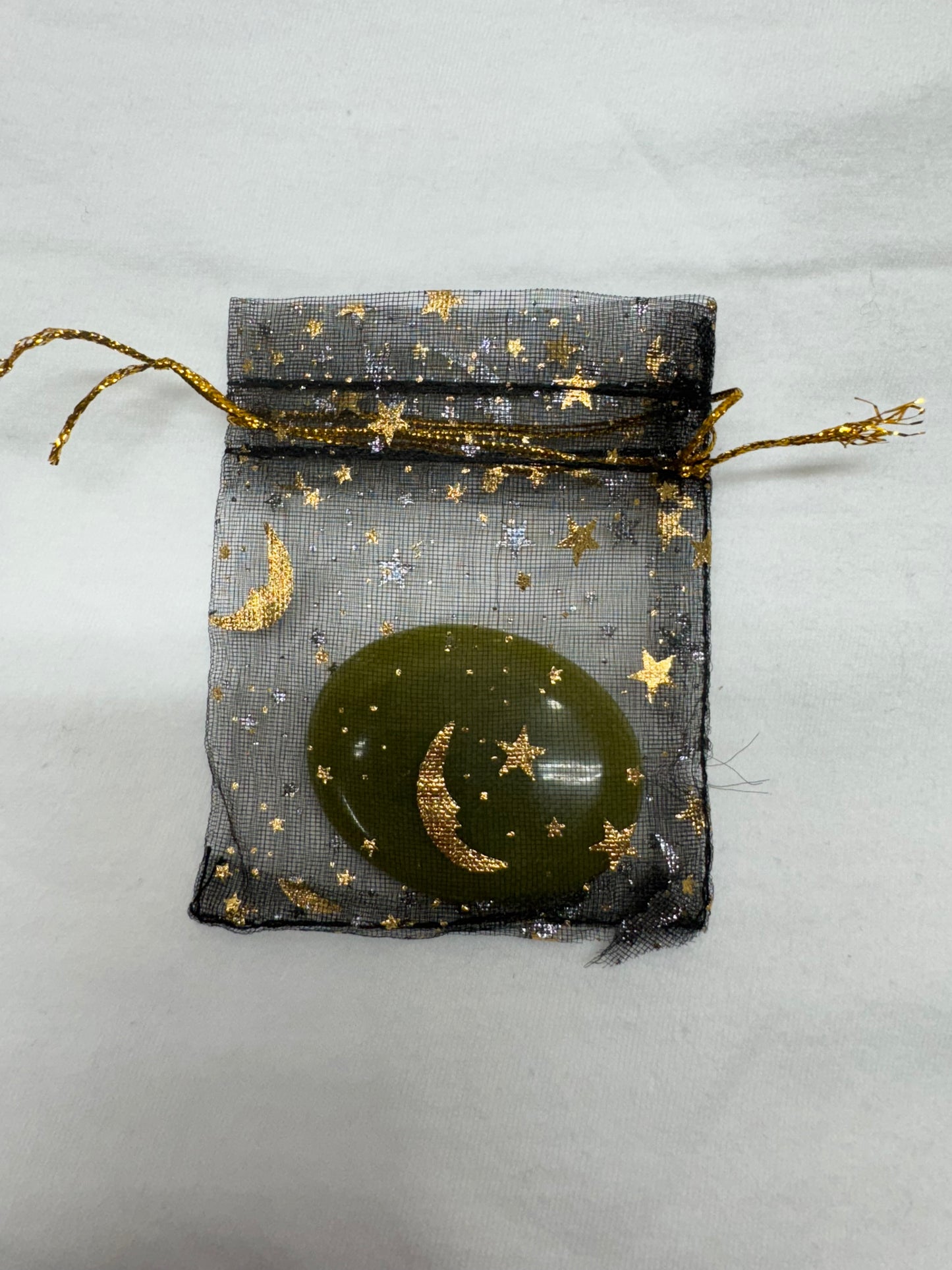 Serpentine Crystal in a Black Charm Bag- Carry this to stop the spiral and return to calm
