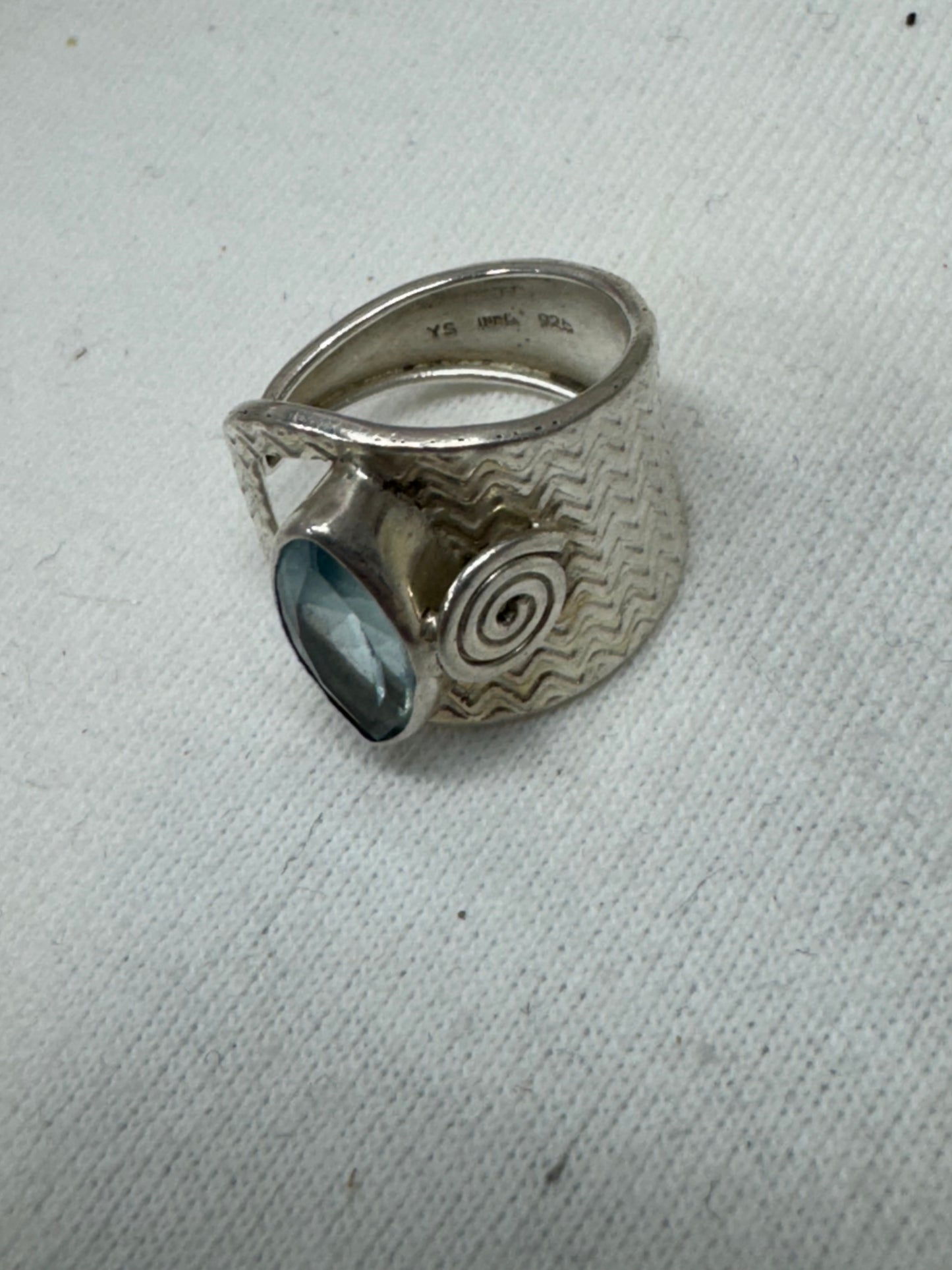 Aquamarine and Sterling Ring Size 6