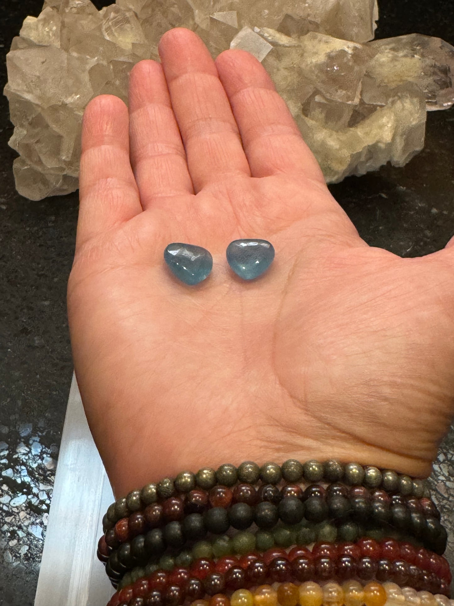 Aquamarine Hearts Set of 2