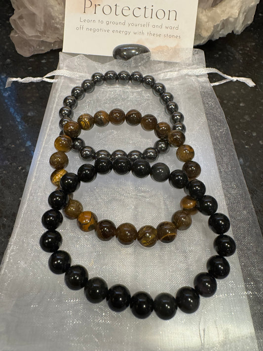 Protection Manifesting Crystal Bracelet Set 8mm