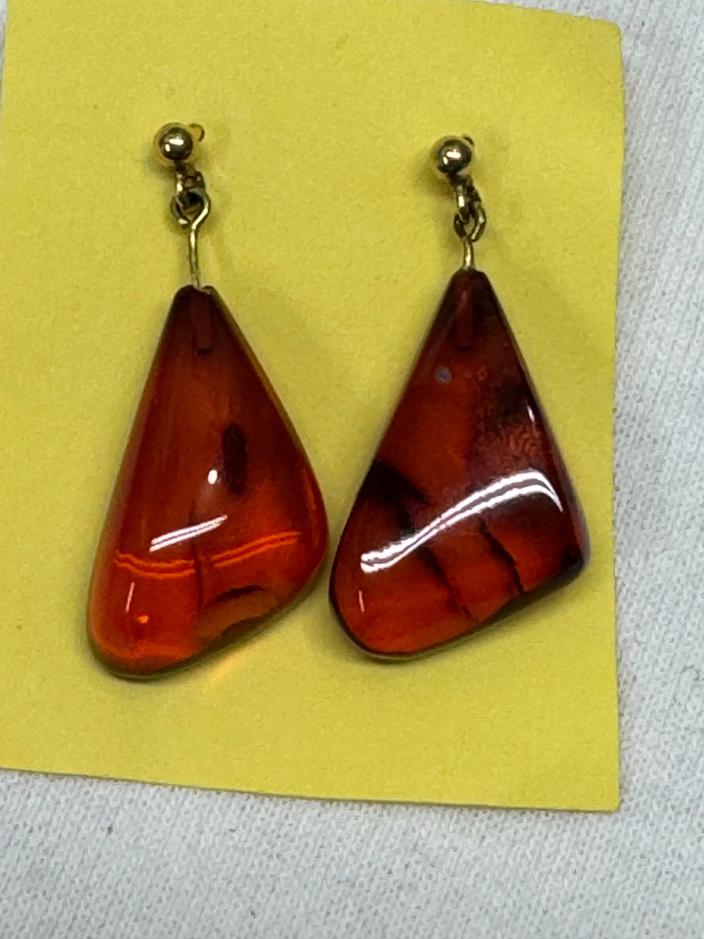 Vintage Amber Earrings Gold Filled